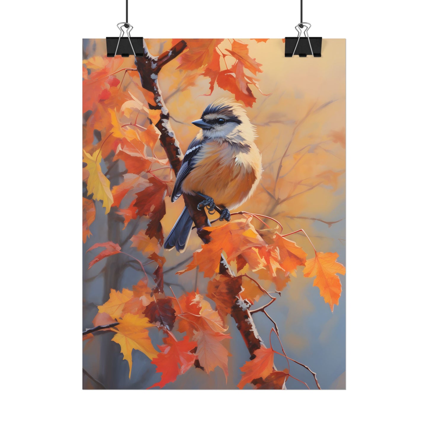 Vibrant Oak Branch: Oil Painting in Nature - Poster