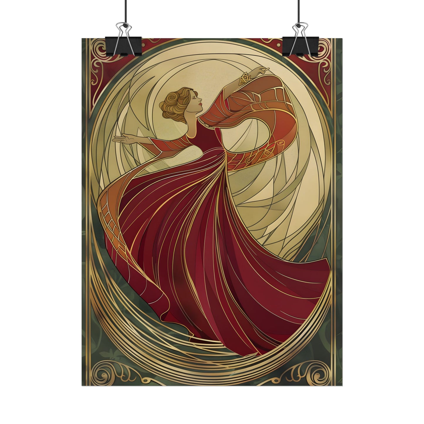 Vintage Art Nouveau Elegance: Black & White Poster - Poster