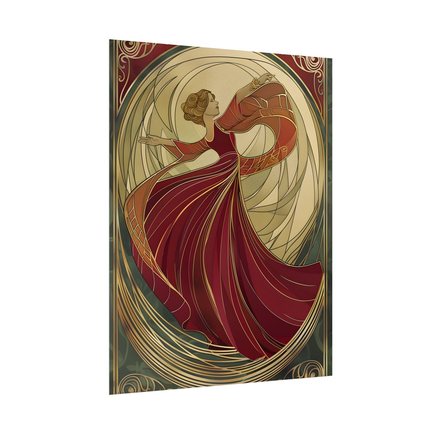 Vintage Art Nouveau Elegance: Black & White Poster - Poster