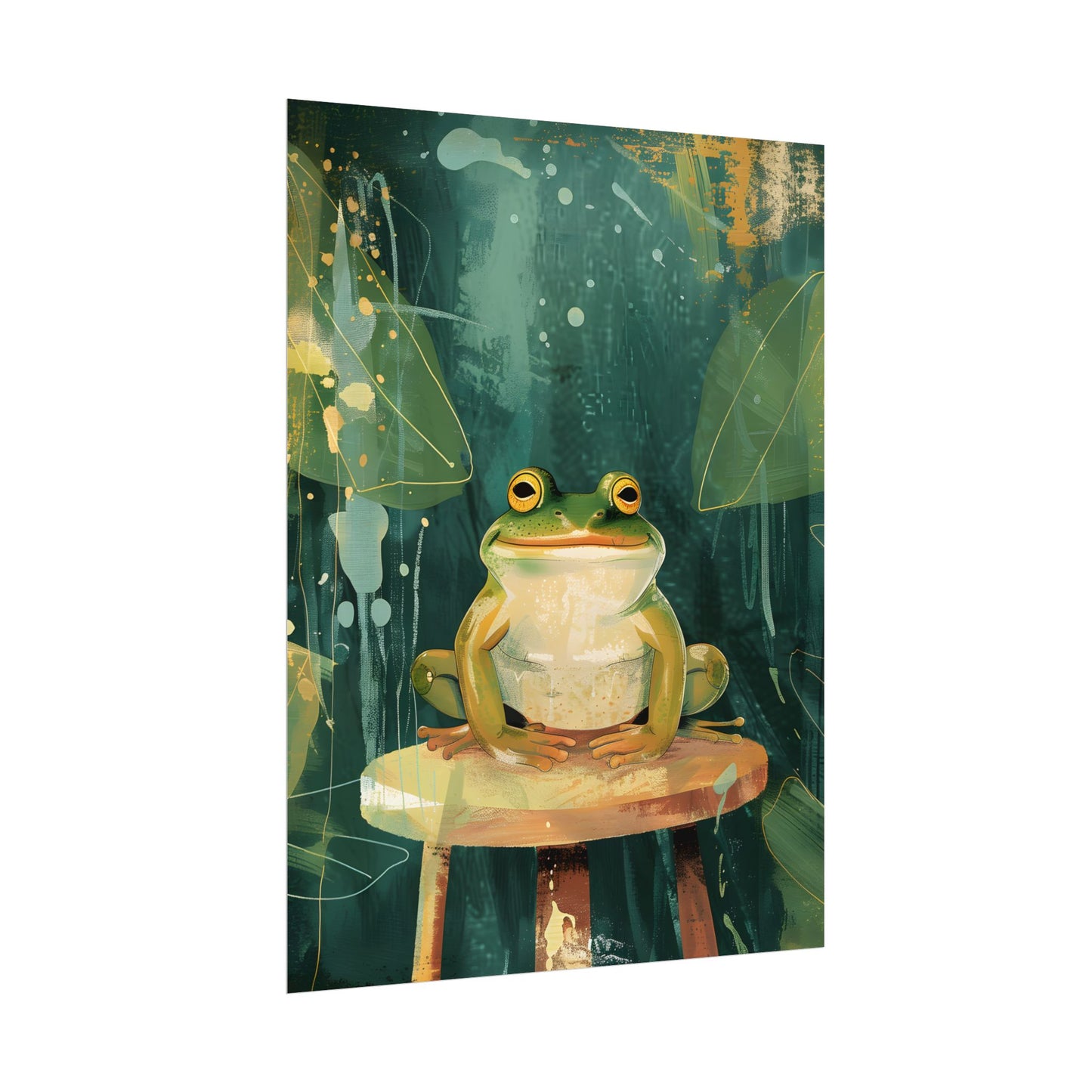 Whimsical Frog Cartoon: Colorful Ta Illustration - Poster