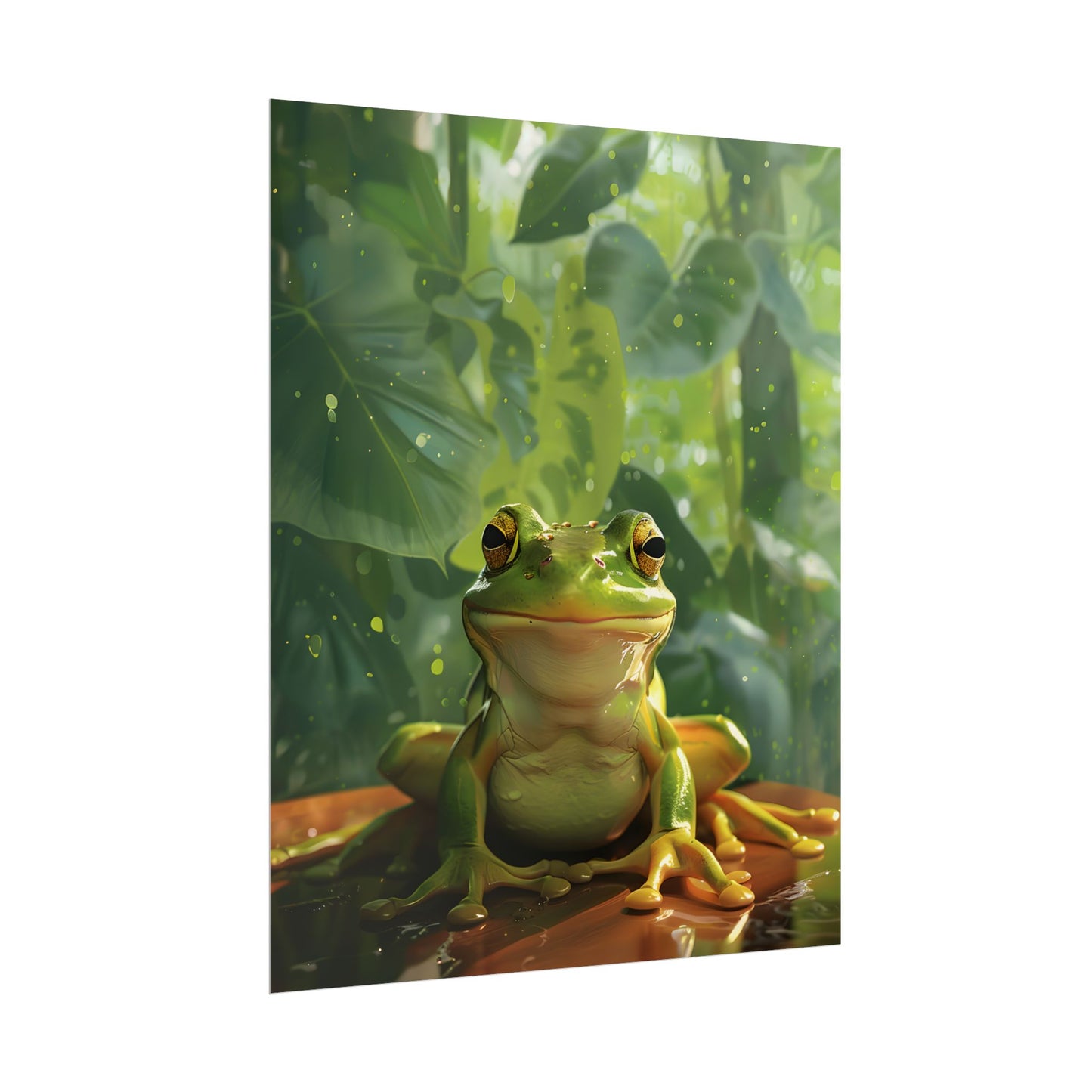 Whimsical Frog Oasis: A Peaceful Lily Pad Scene - Poster