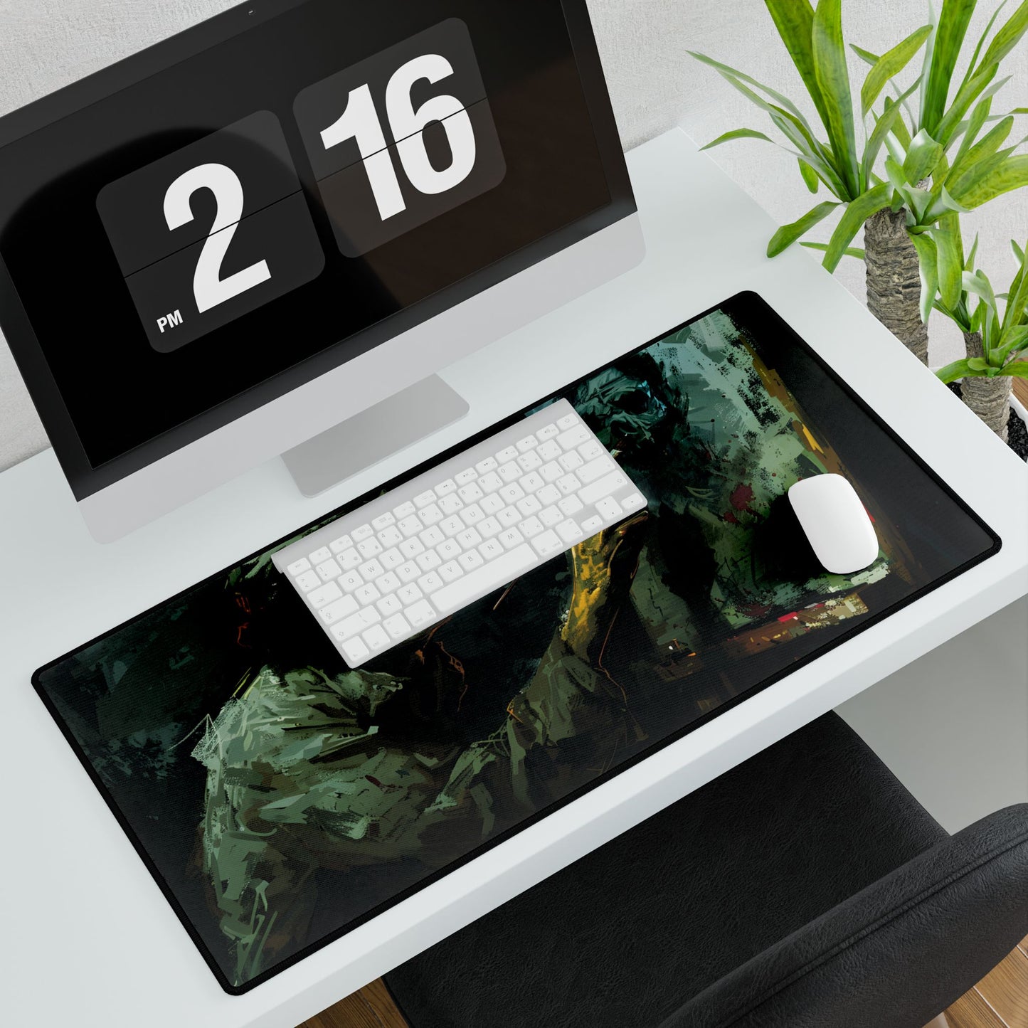 Zombie Painter in Action: Original Digital Art Piece - Desk Mat