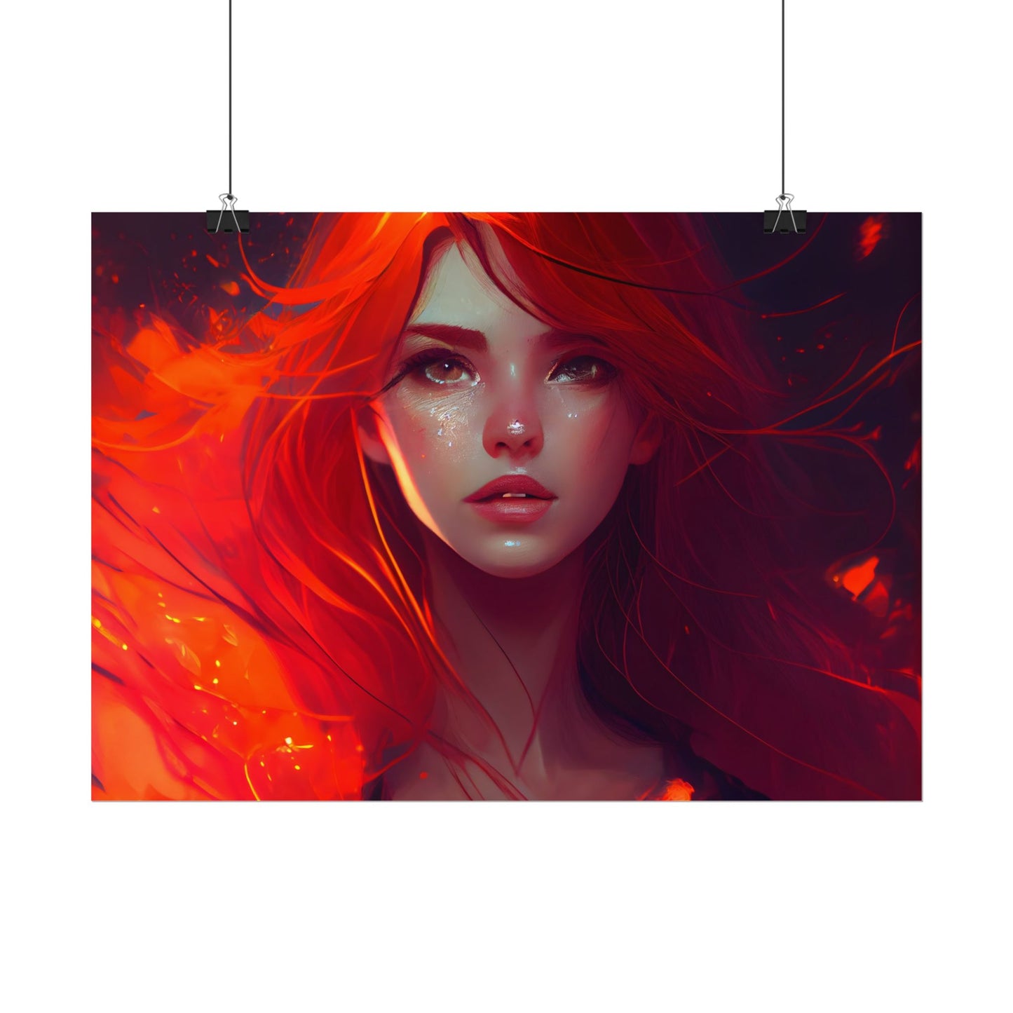 Glowing Female Portrait: Close-Up Artwork - Poster