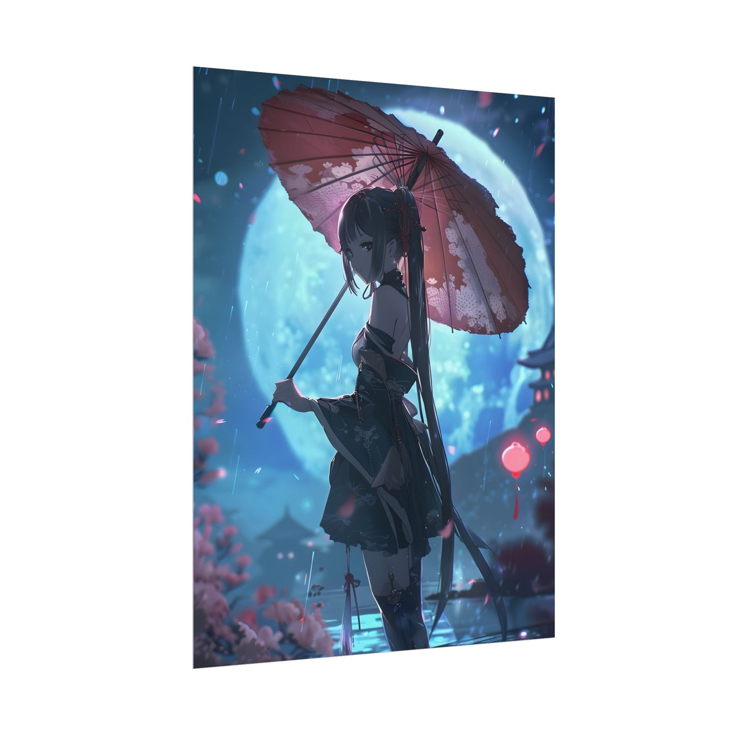 Anime Winter Girl: Gentle Snow Scene Art - Poster