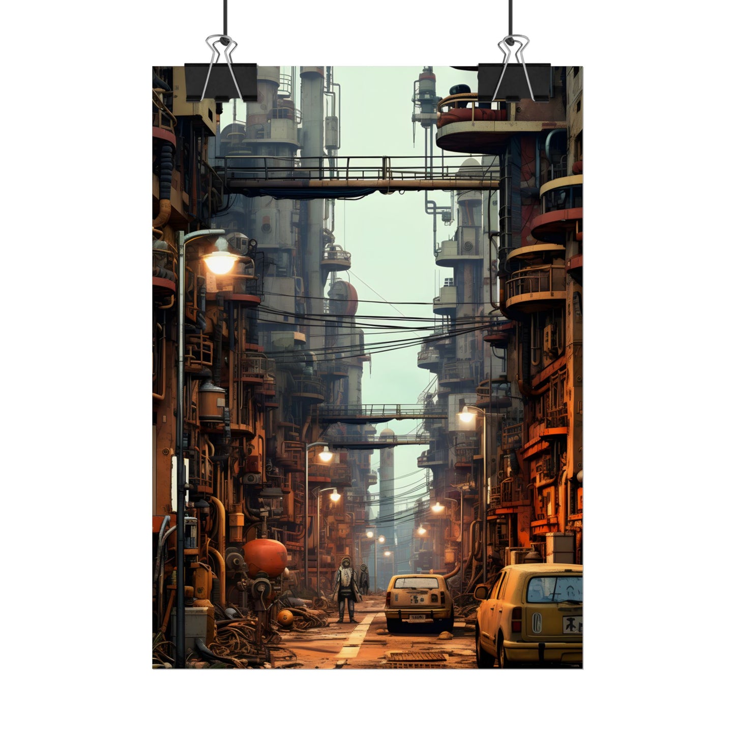 Post-Apocalyptic Steampunk Cityscape: Grim Industrial Landscape Art - Poster