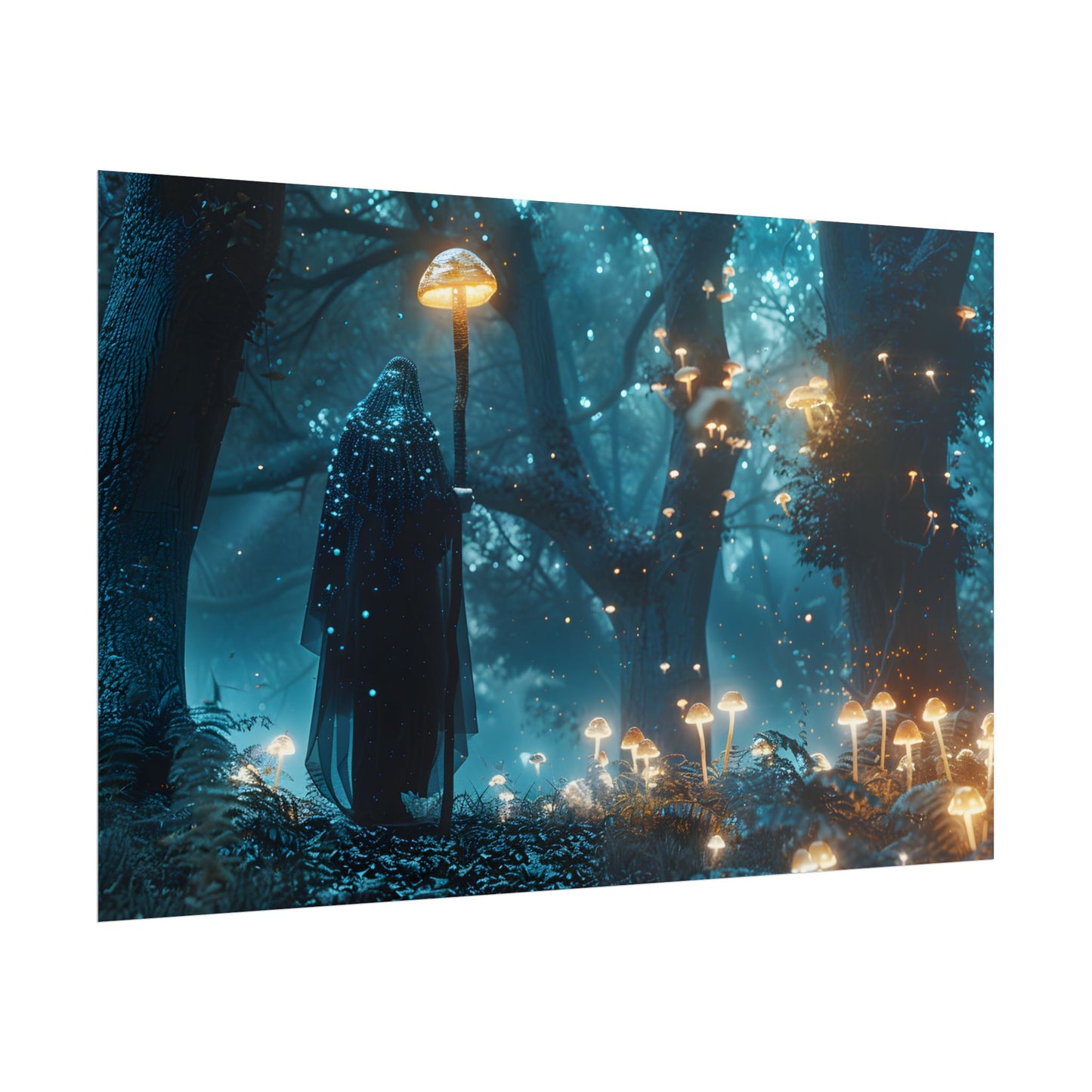 Whispers of Ancient Magic in a Moonlit Mystical Forest - Poster