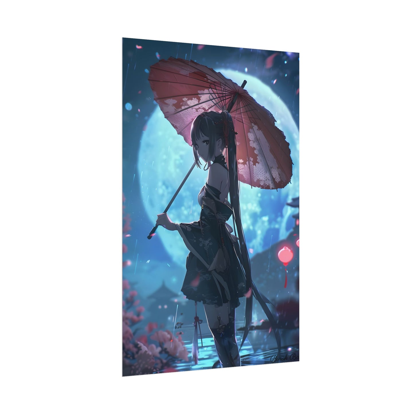 Anime Winter Girl: Gentle Snow Scene Art - Poster