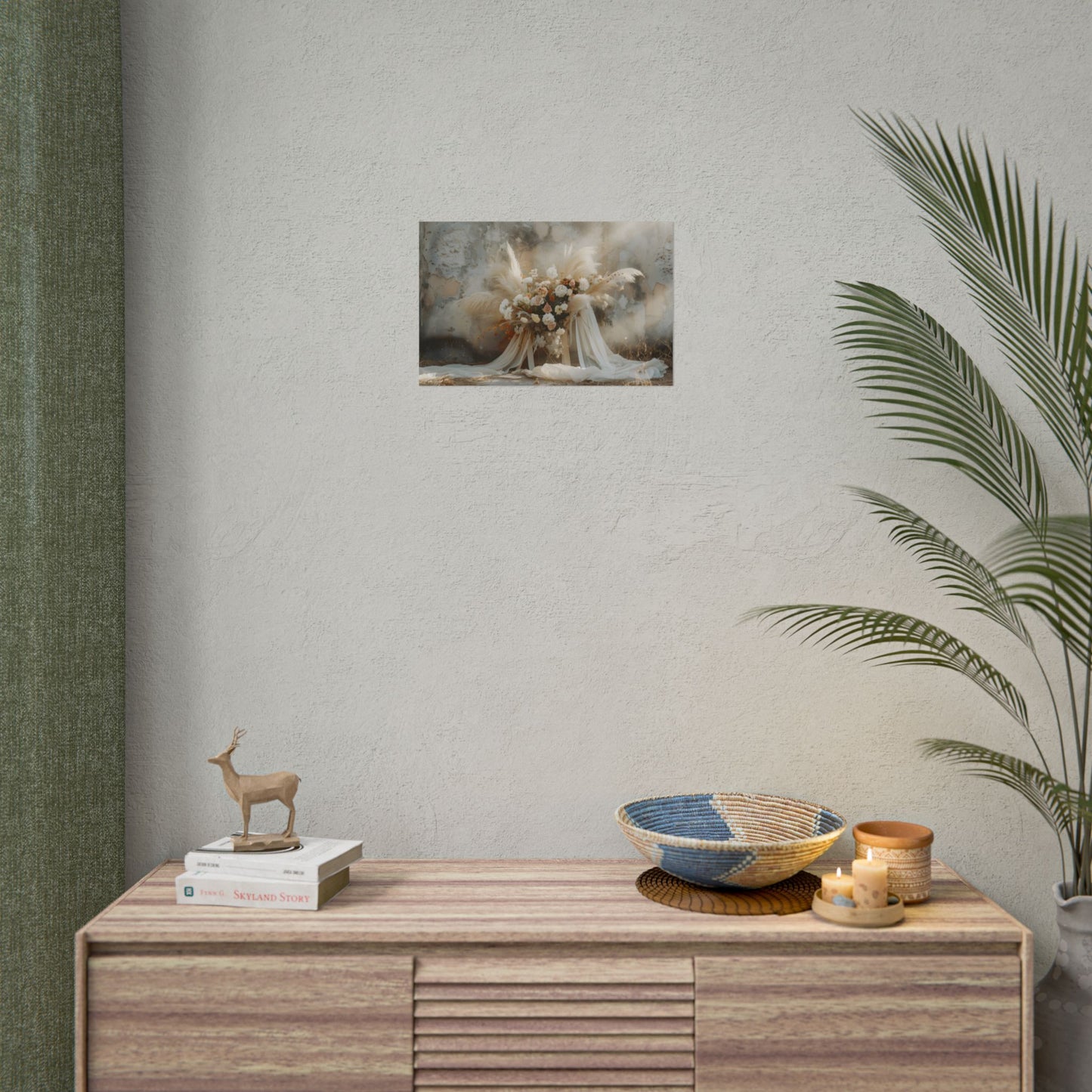 Whimsical Floral Bloom: Pampas Grass Artwork - Poster