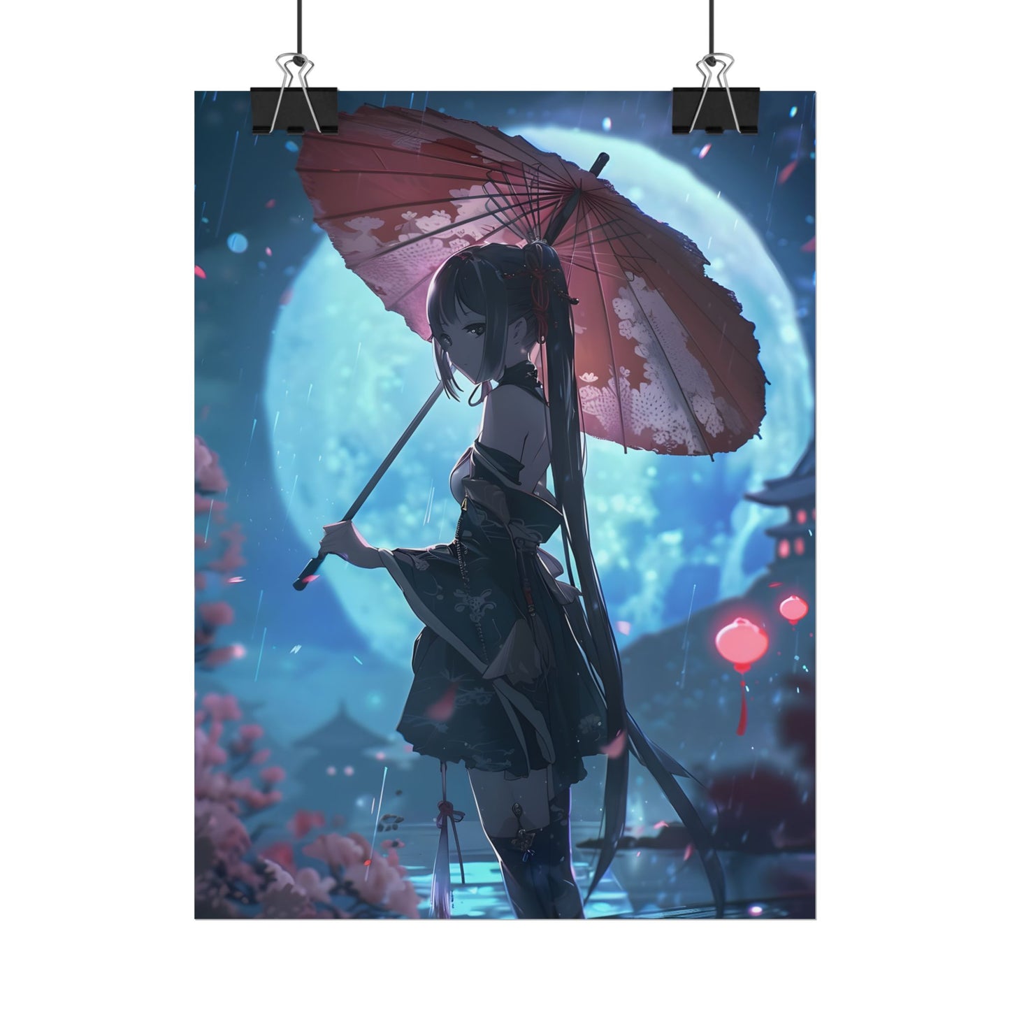 Anime Winter Girl: Gentle Snow Scene Art - Poster