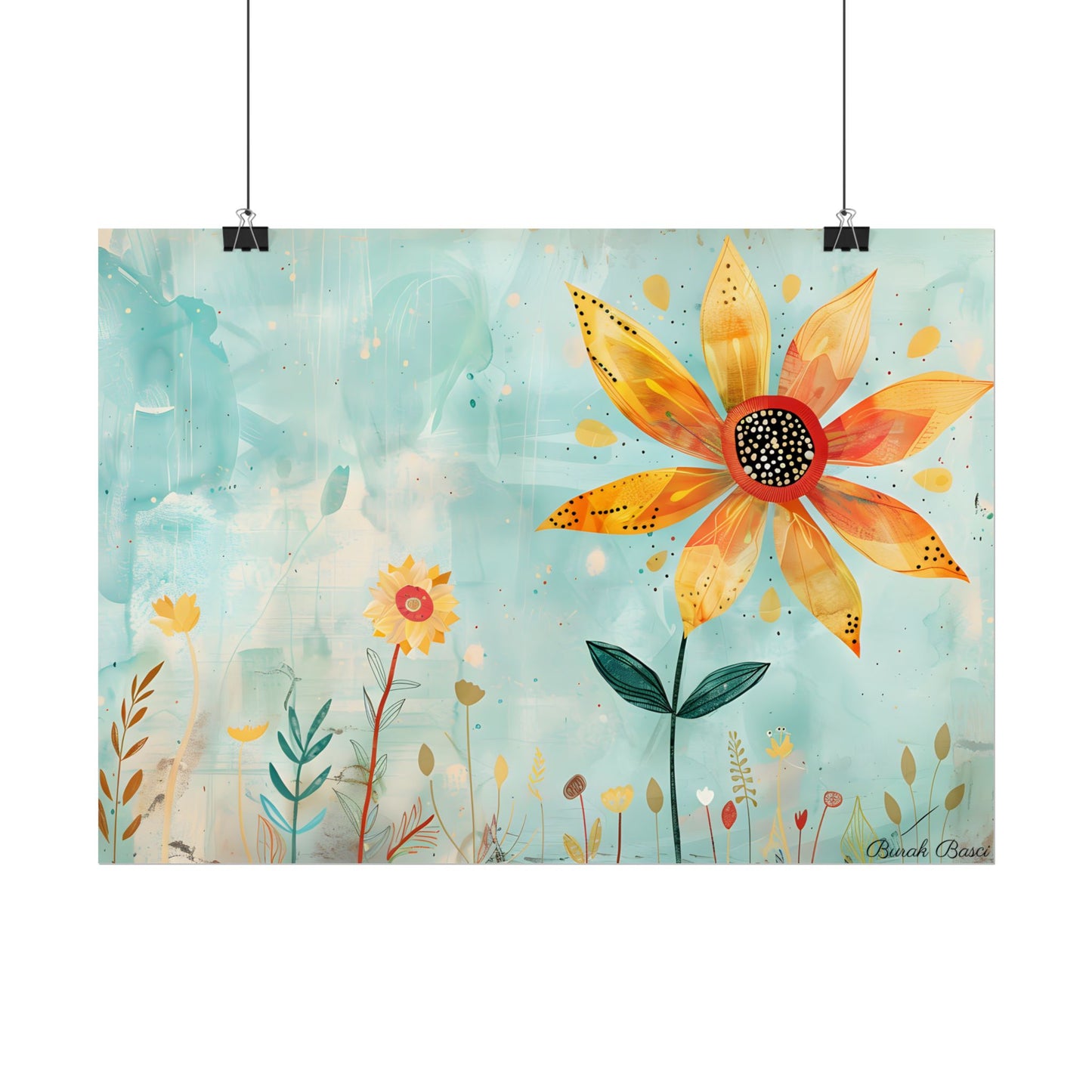 Blooming Growth: Whimsical Flower with Mindset Message Art - Poster