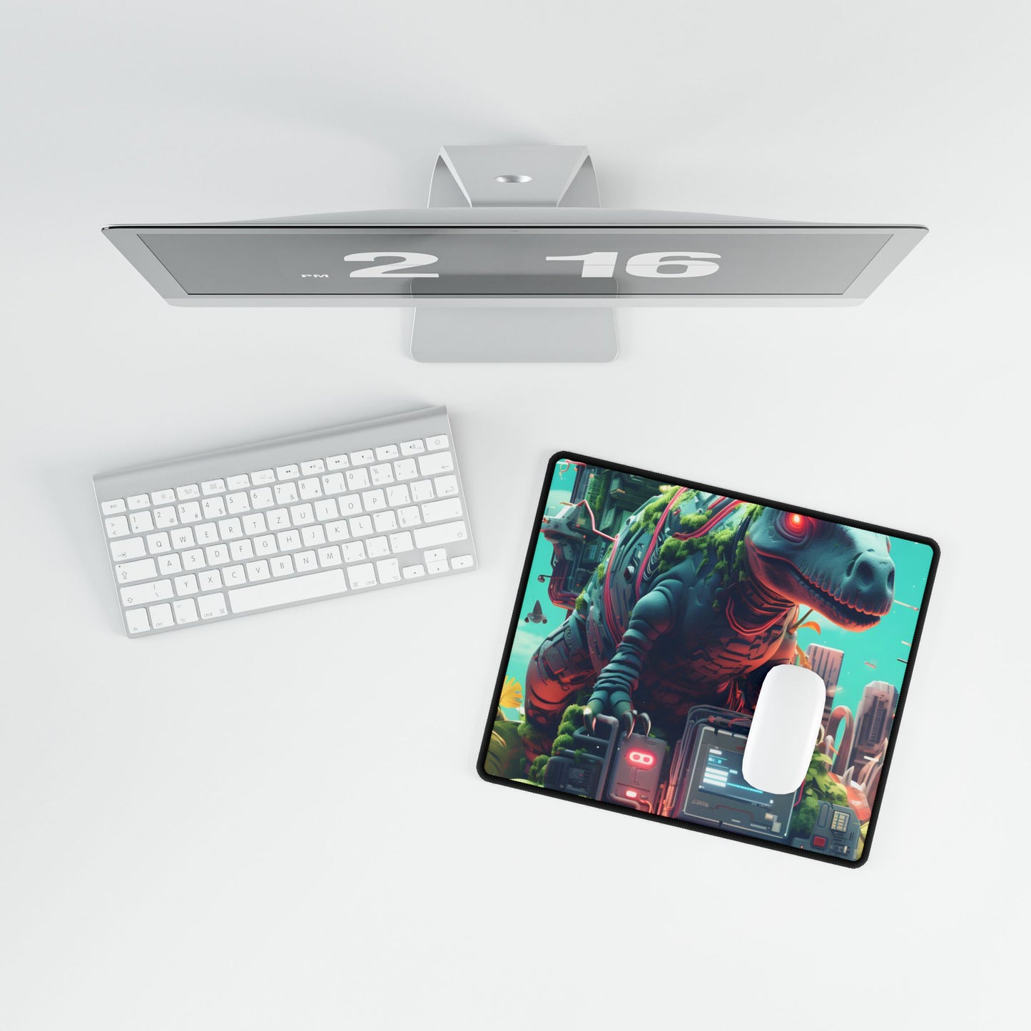 Futuristic Urban Cyber-Pets: Gamified Pixelated Friends - Desk Mat