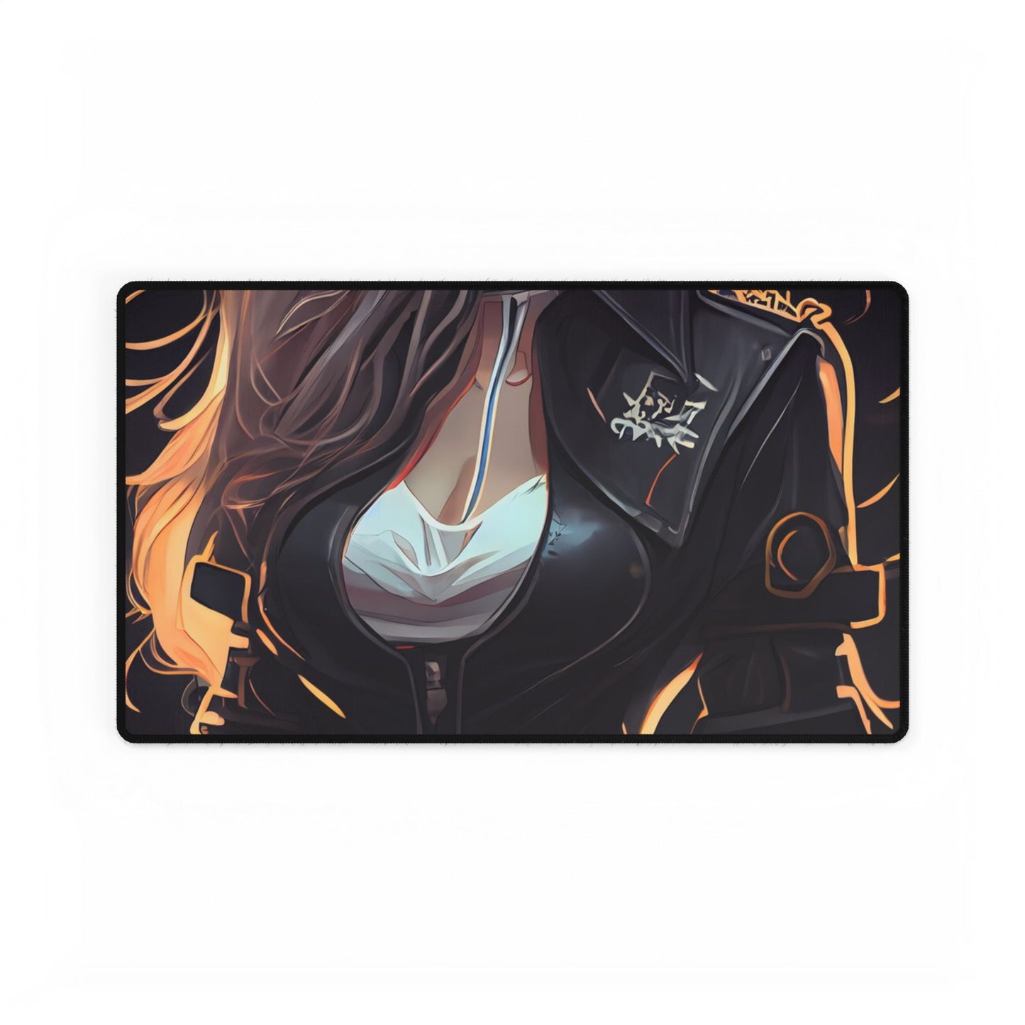 Blonde Female Police Officer: Calm Professional in Hotel Lobby - Desk Mat