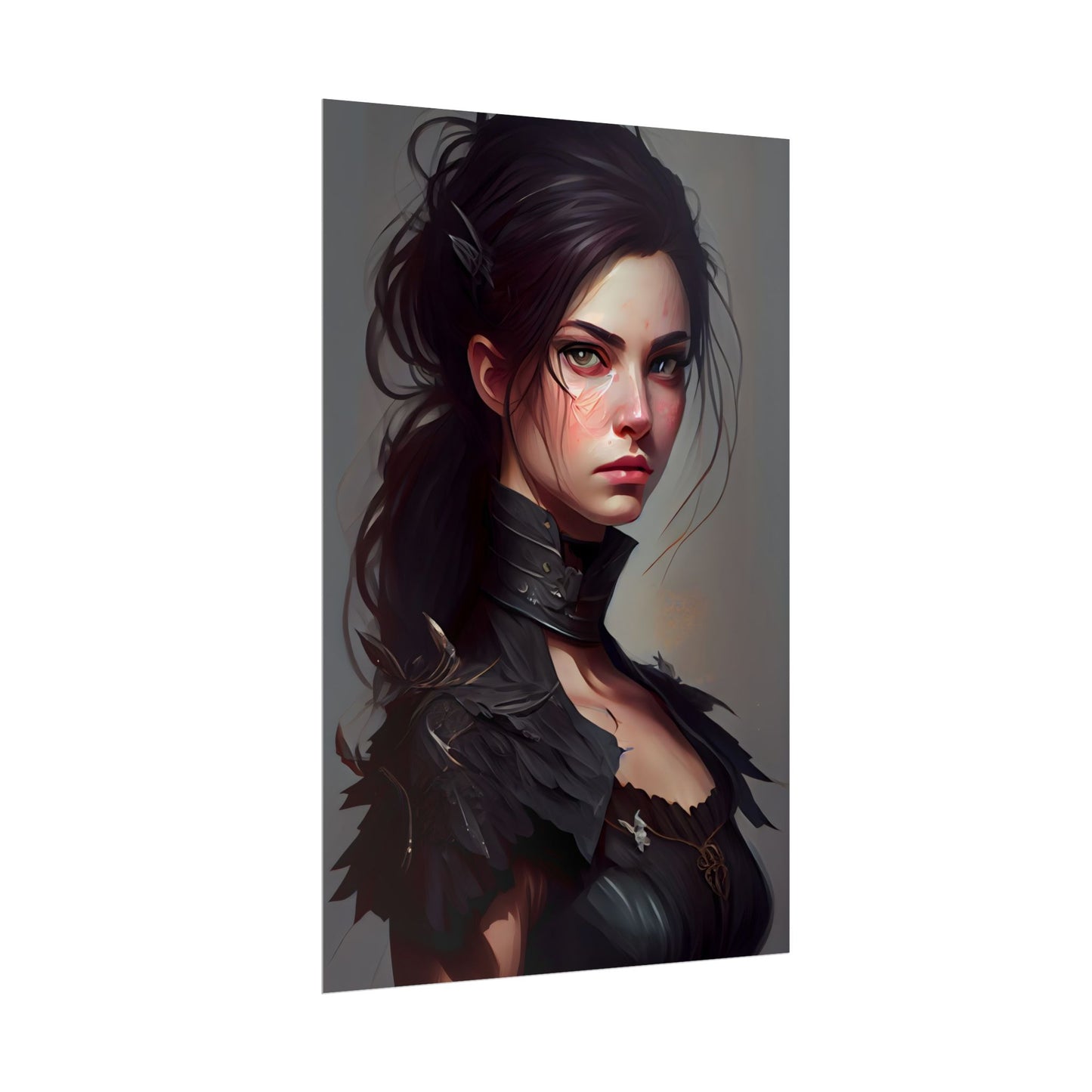 Artistic Female Portrait: Elegant Dress Digital Artwork - Poster