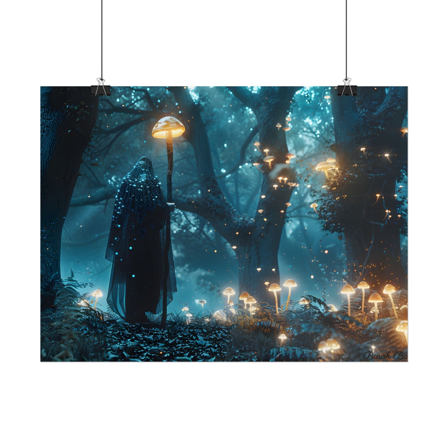 Whispers of Ancient Magic in a Moonlit Mystical Forest - Poster