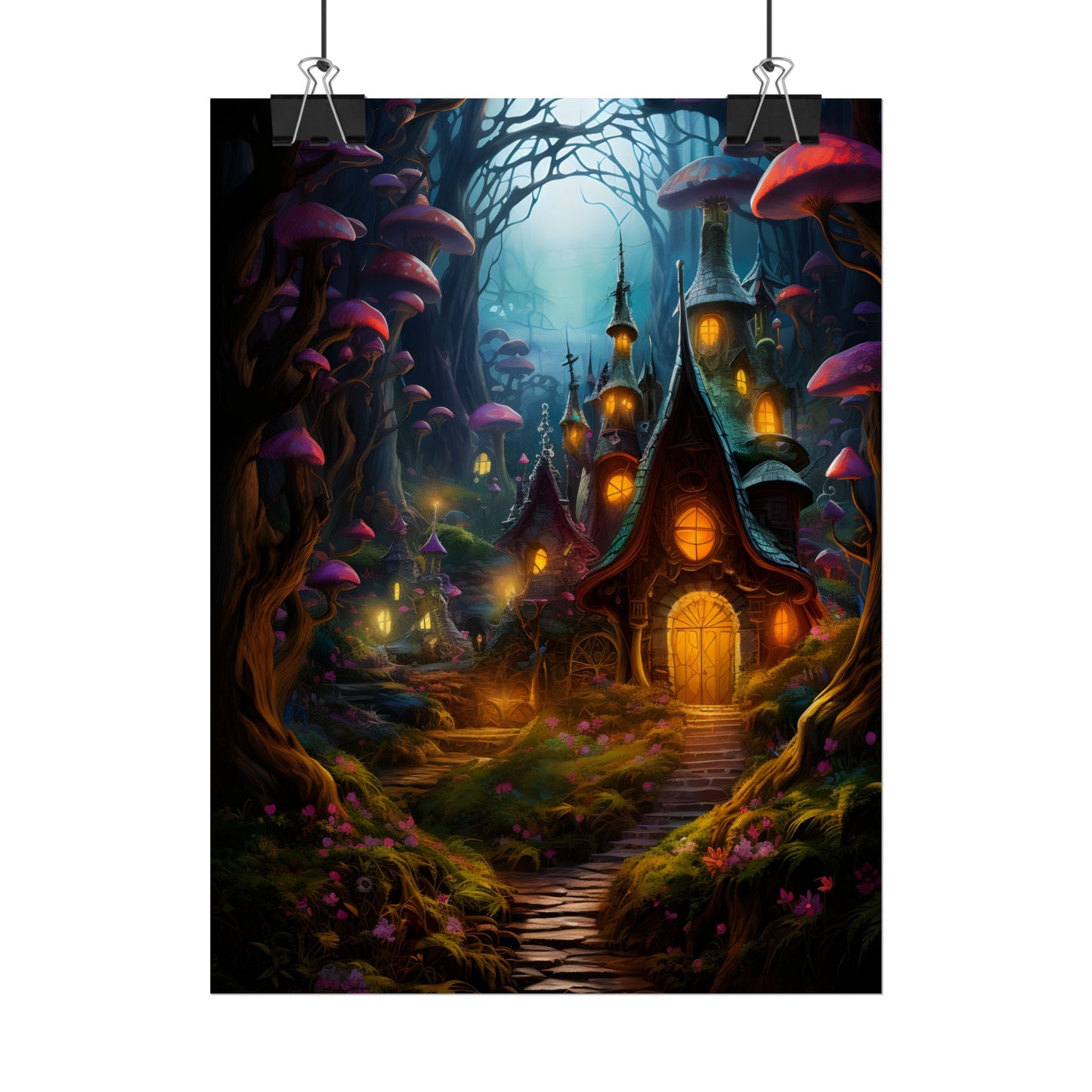Enchanted Forest Boy: Whimsical Fairy Tale Scene - Poster