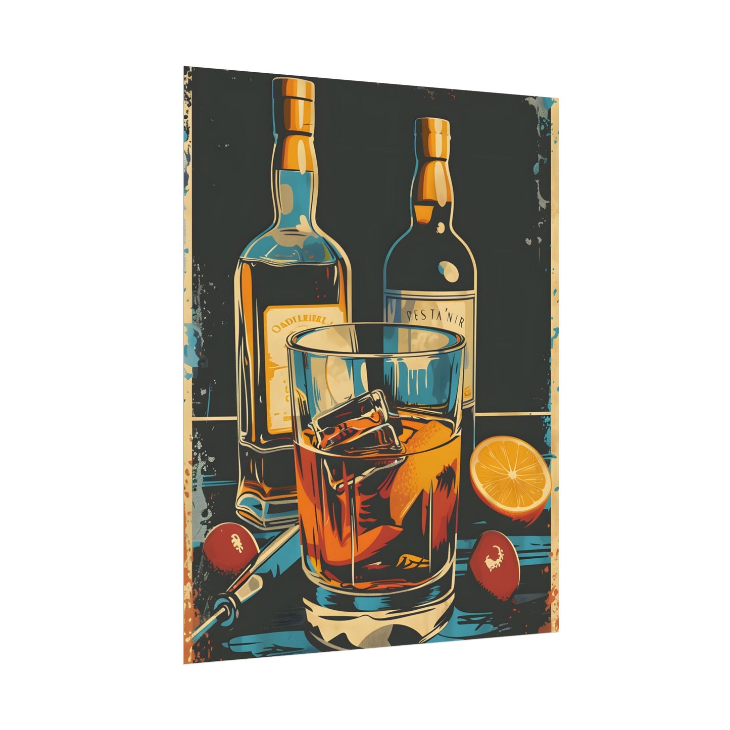 Vintage Cocktail Hour: Old-Fashioned Glass Artwork - Poster