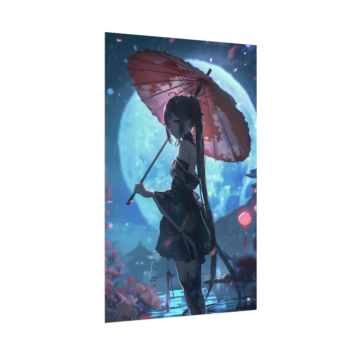 Anime Winter Girl: Gentle Snow Scene Art - Poster