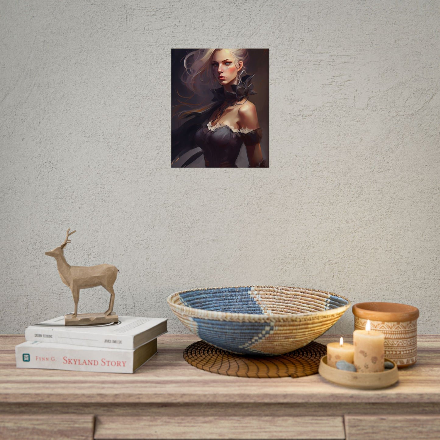 Elegant Blonde Beauty: Whirling Portrait Art - Poster