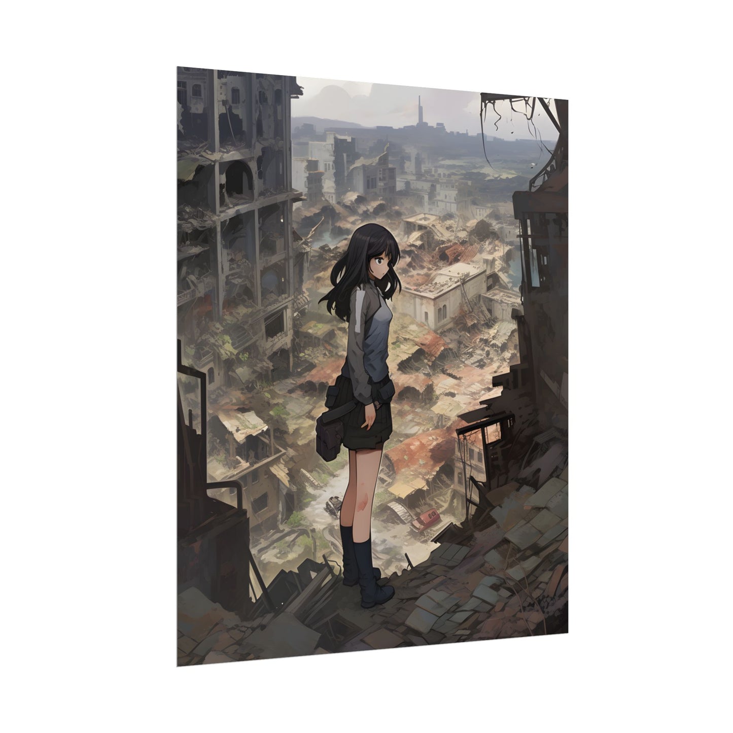 Dramatic Anime Scene: Detailed Bird's Eye View - Poster