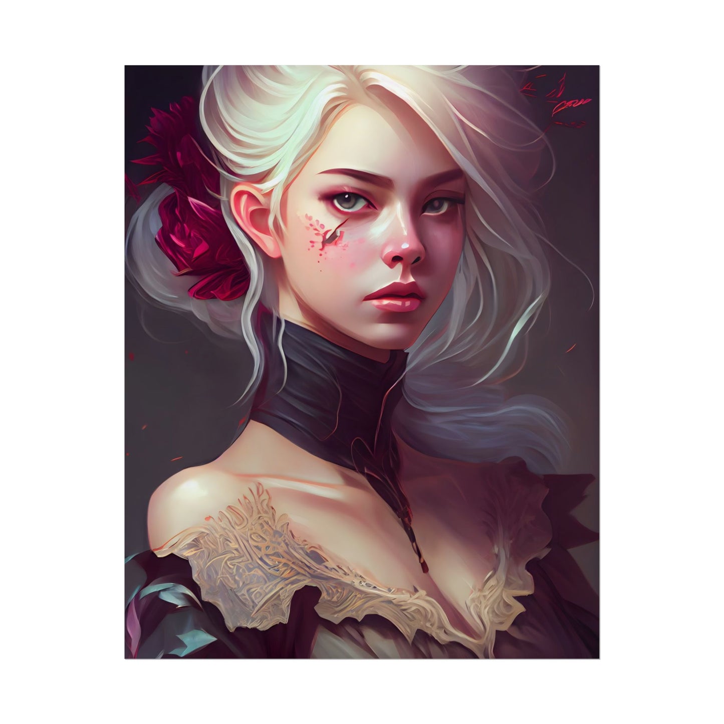 Blonde Beauty in Nature: Realistic Portrait Art - Poster