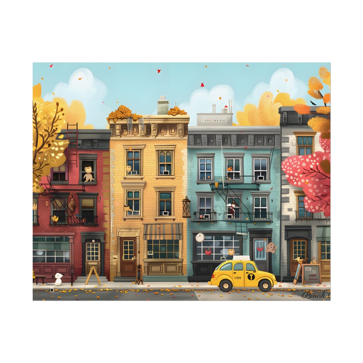 Whimsical Wonder: Playful Yellow Building Illustration - Poster