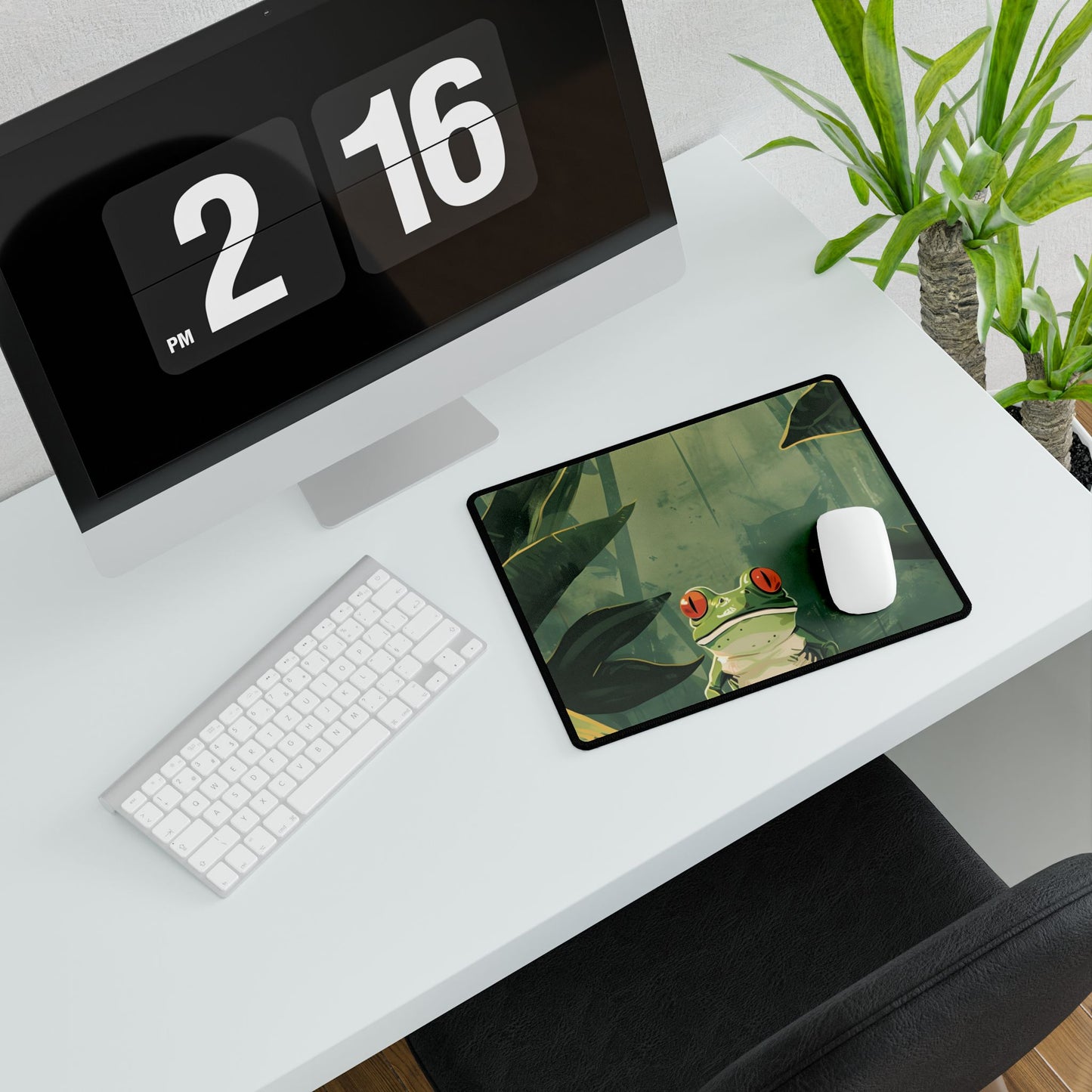 Whimsical Frog Illustration: Tree Branch Artwork - Desk Mat