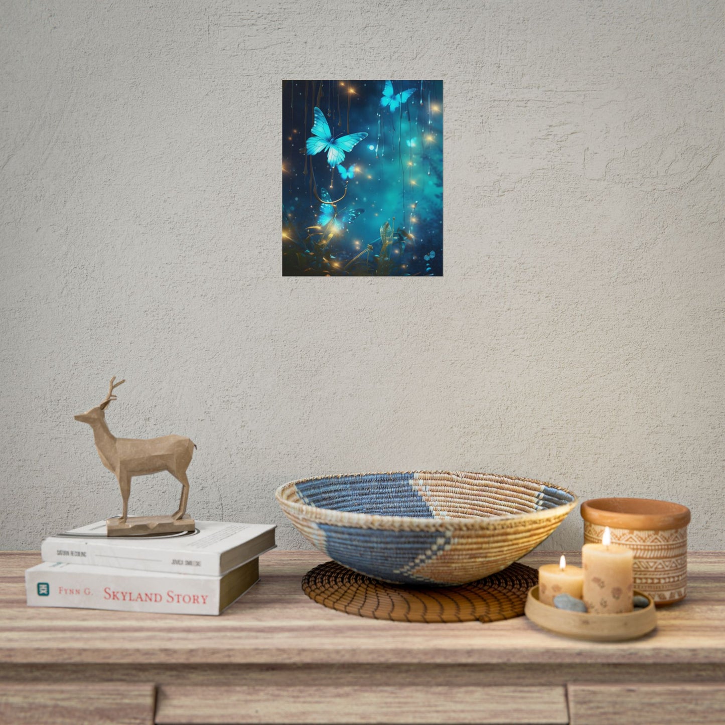 Fantasy Night Forest: Bokeh Glow Digital Artwork - Poster