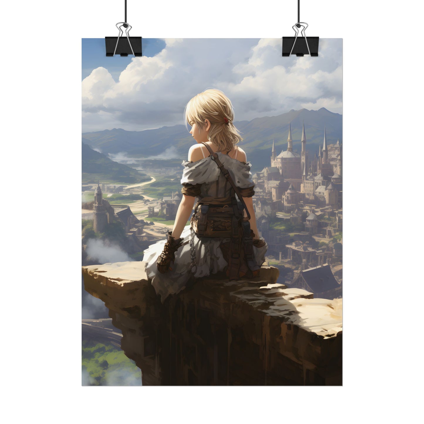 Anime Dreams: Flying Blonde Digital Artwork - Poster