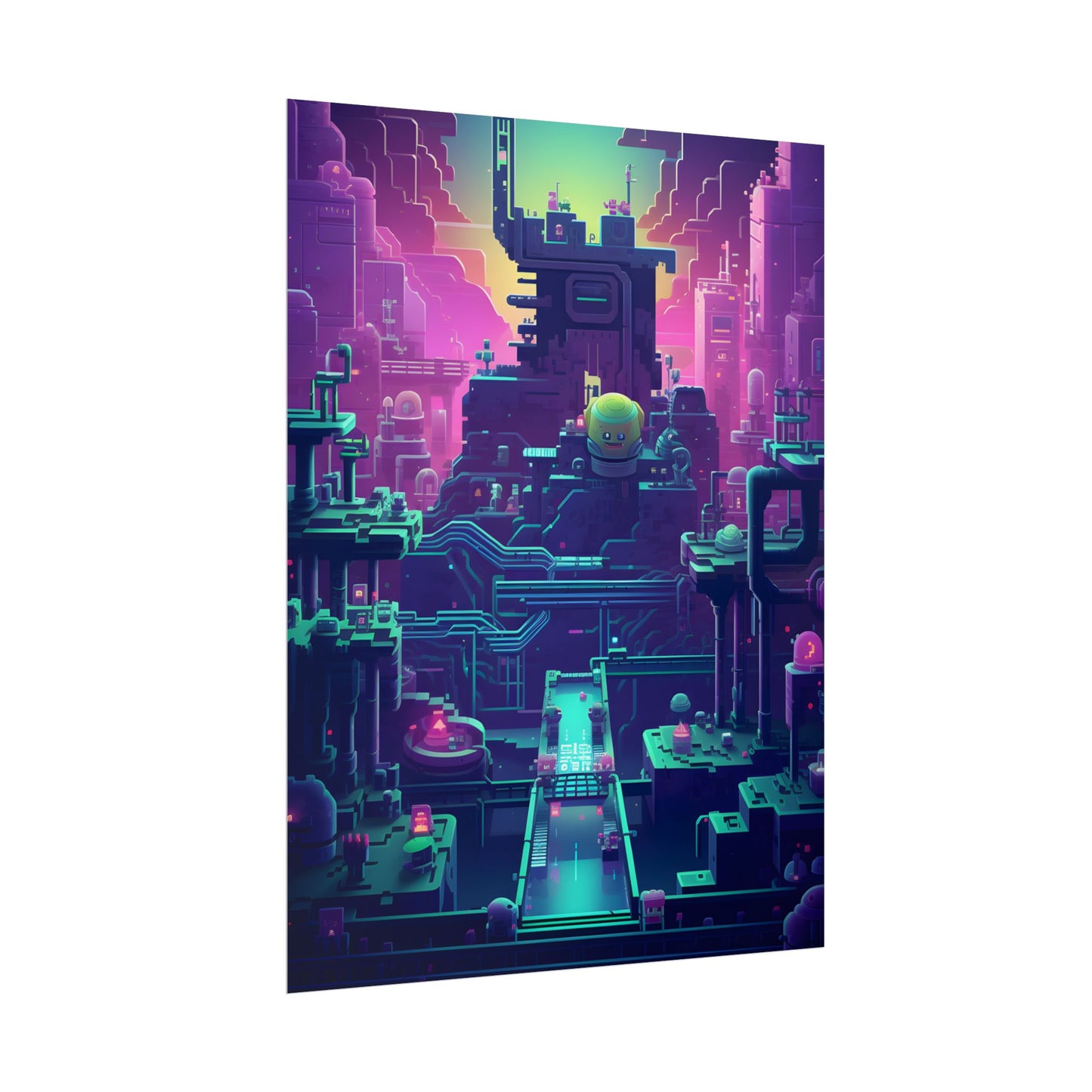Vibrant Cyber-Pets: Gamified Pixelated Digital Art - Poster