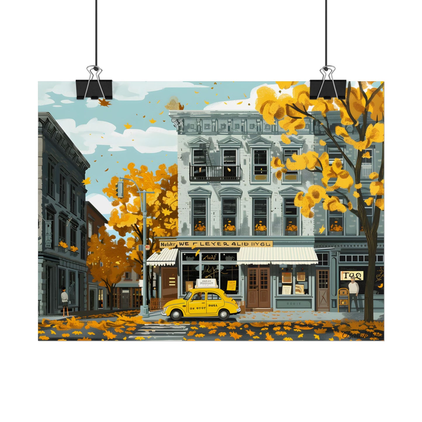 Whimsical Yellow Building: Ornate Illustration Artwork - Poster