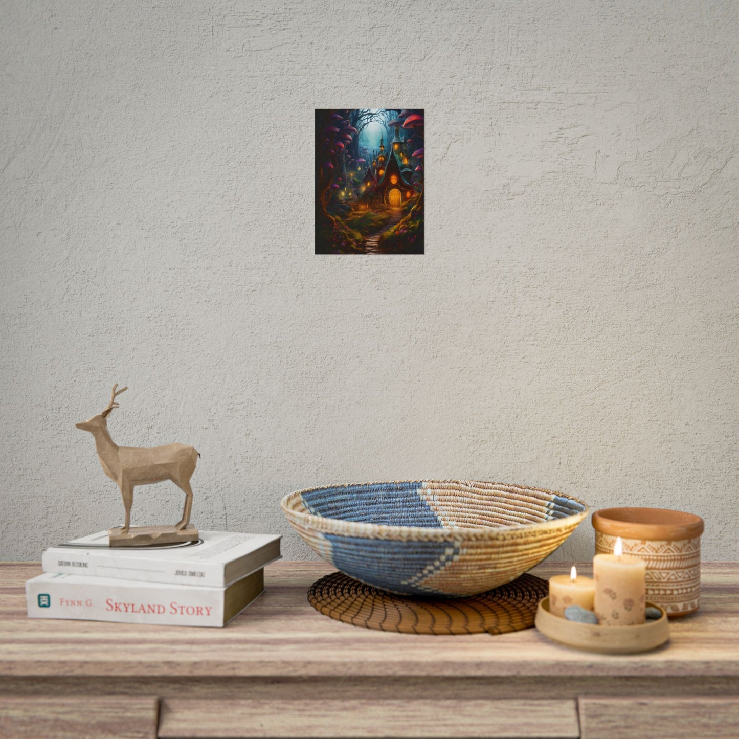 Enchanted Forest Boy: Whimsical Fairy Tale Scene - Poster