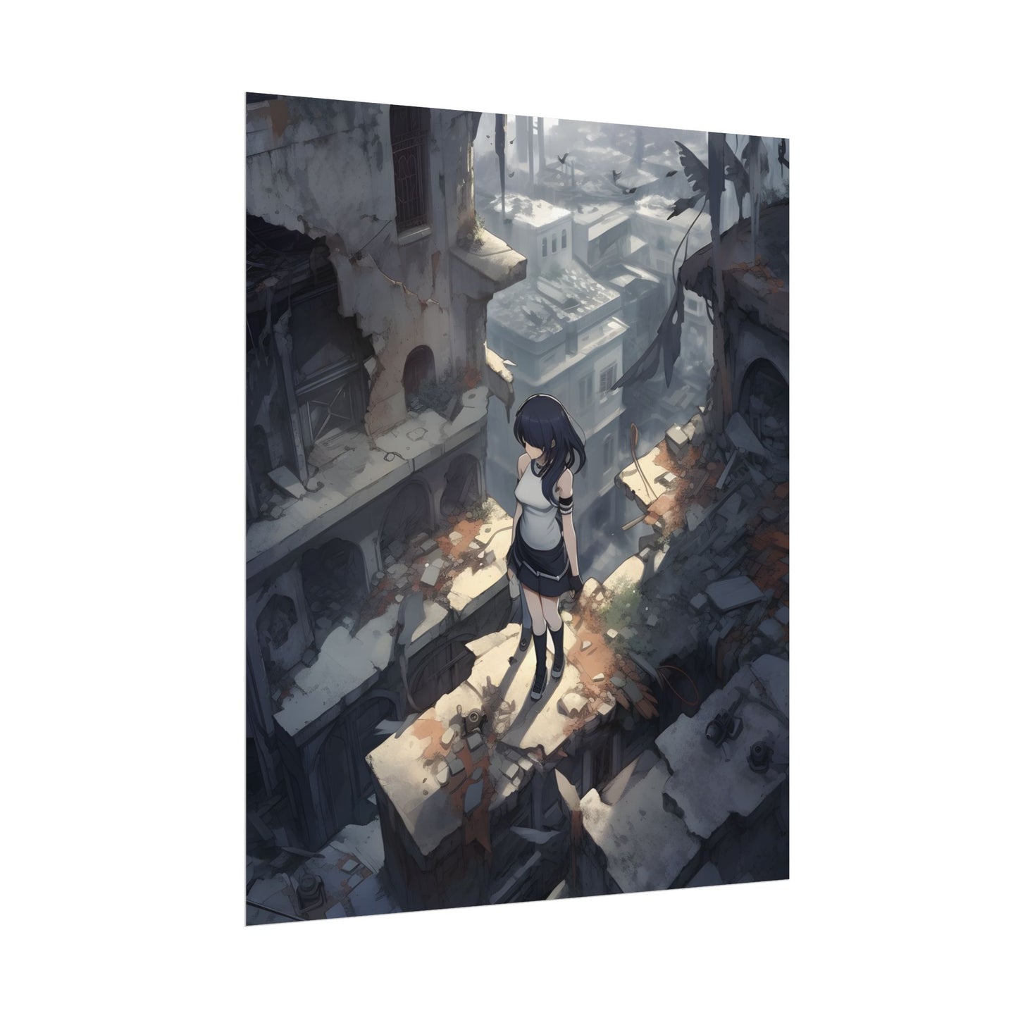 Anime Bird in Flight: Delicate Details in Mid-Air - Poster