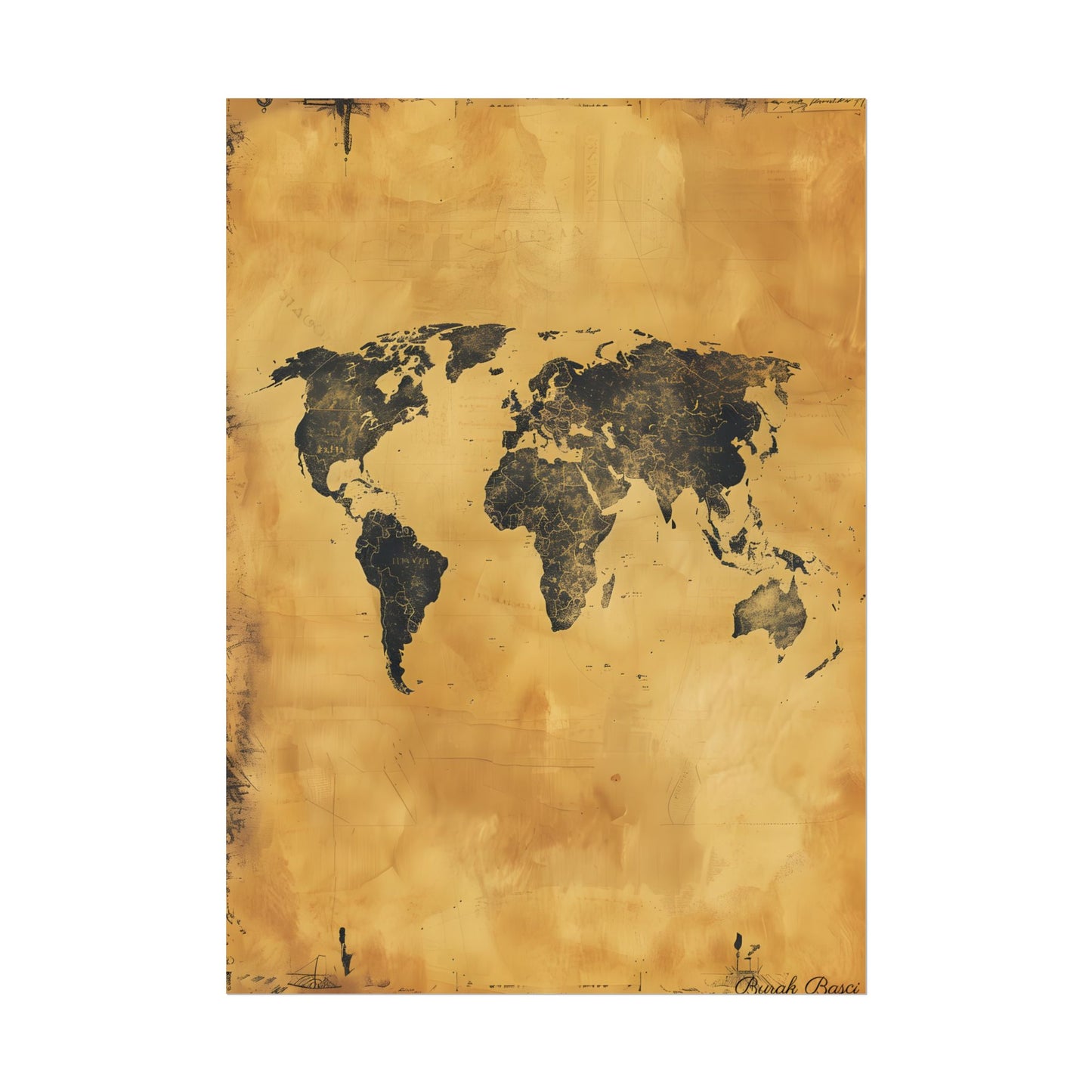 Vintage World Map: Decorative Art Piece - Poster
