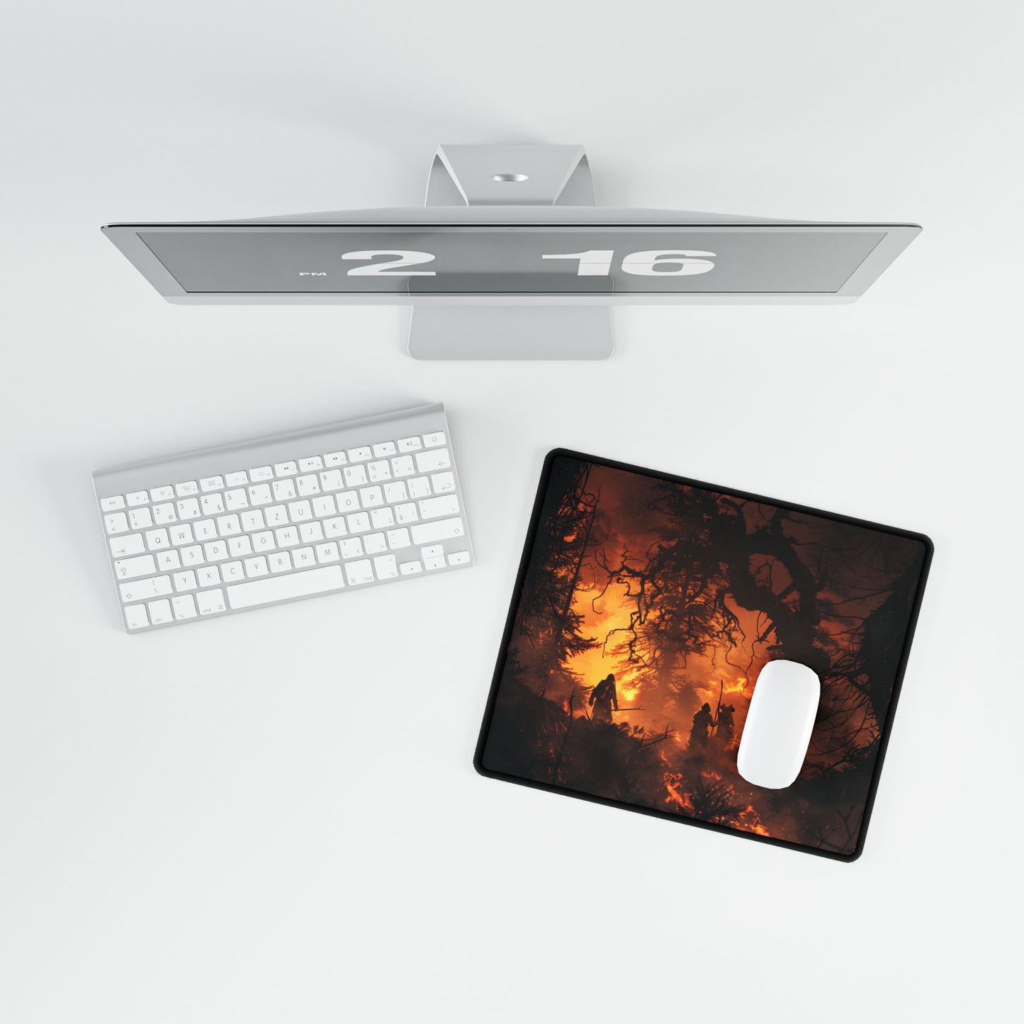 Misty Sunset Forest: Group Gathering - Desk Mat
