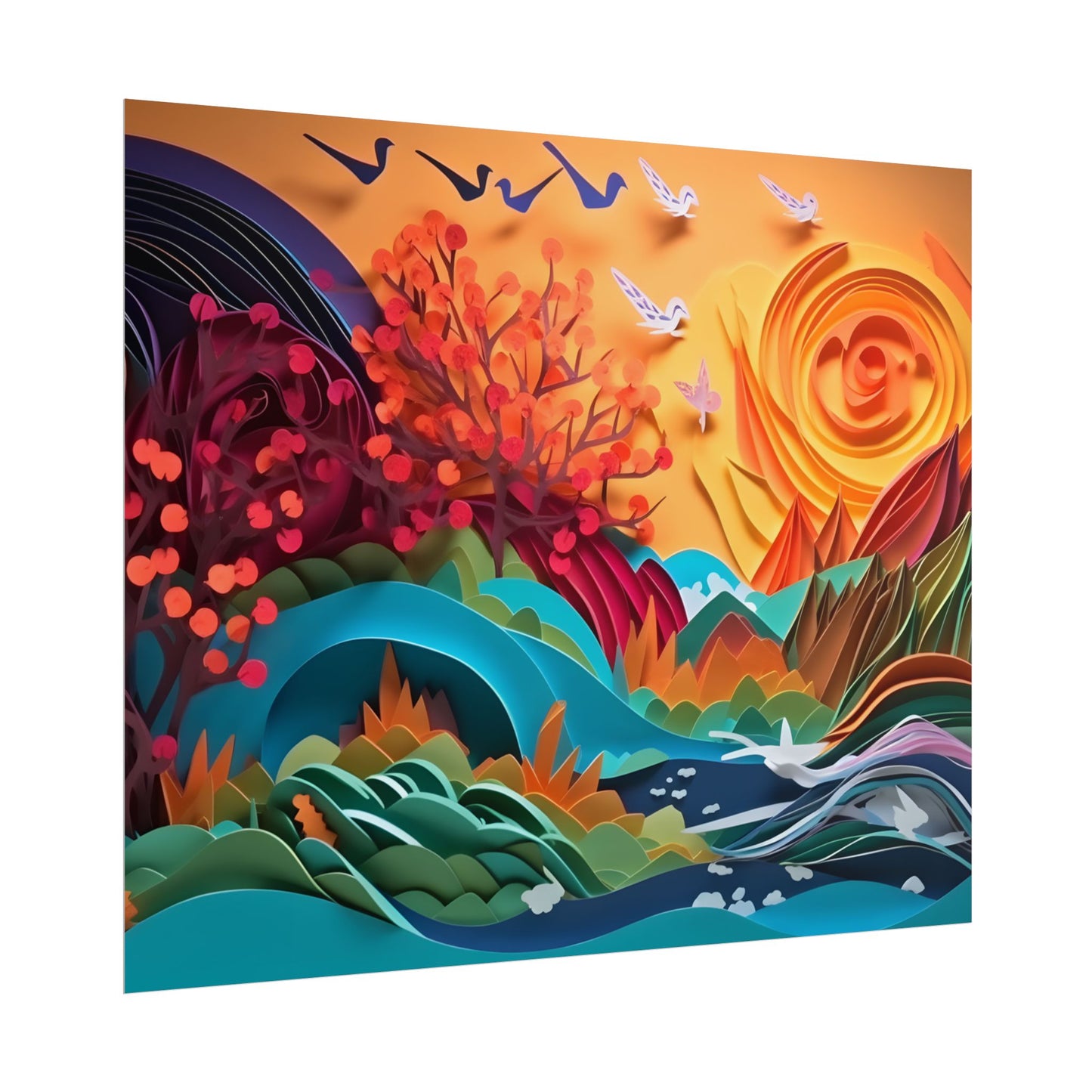 Magical Brown Flower: Quilled Paper Art - Poster