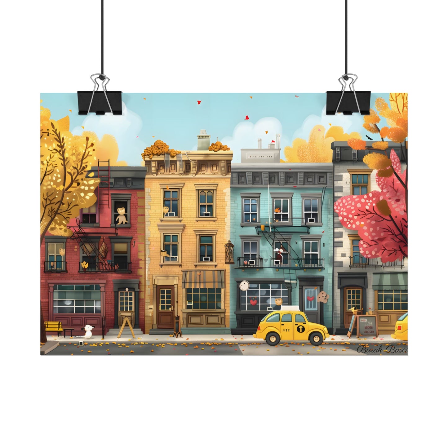 Whimsical Wonder: Playful Yellow Building Illustration - Poster