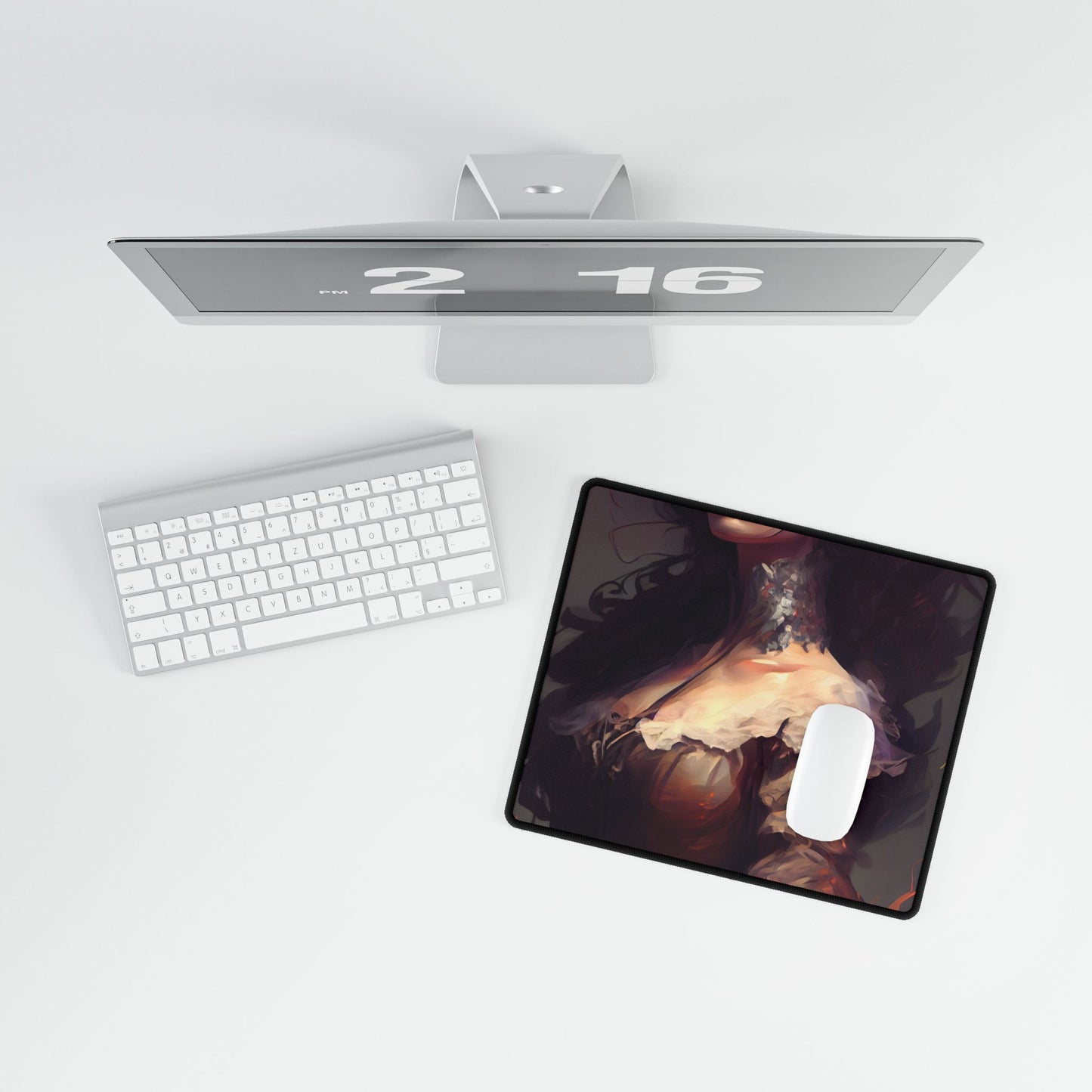 Lovely Brown Hair Portrait: Stunning Female Art - Desk Mat