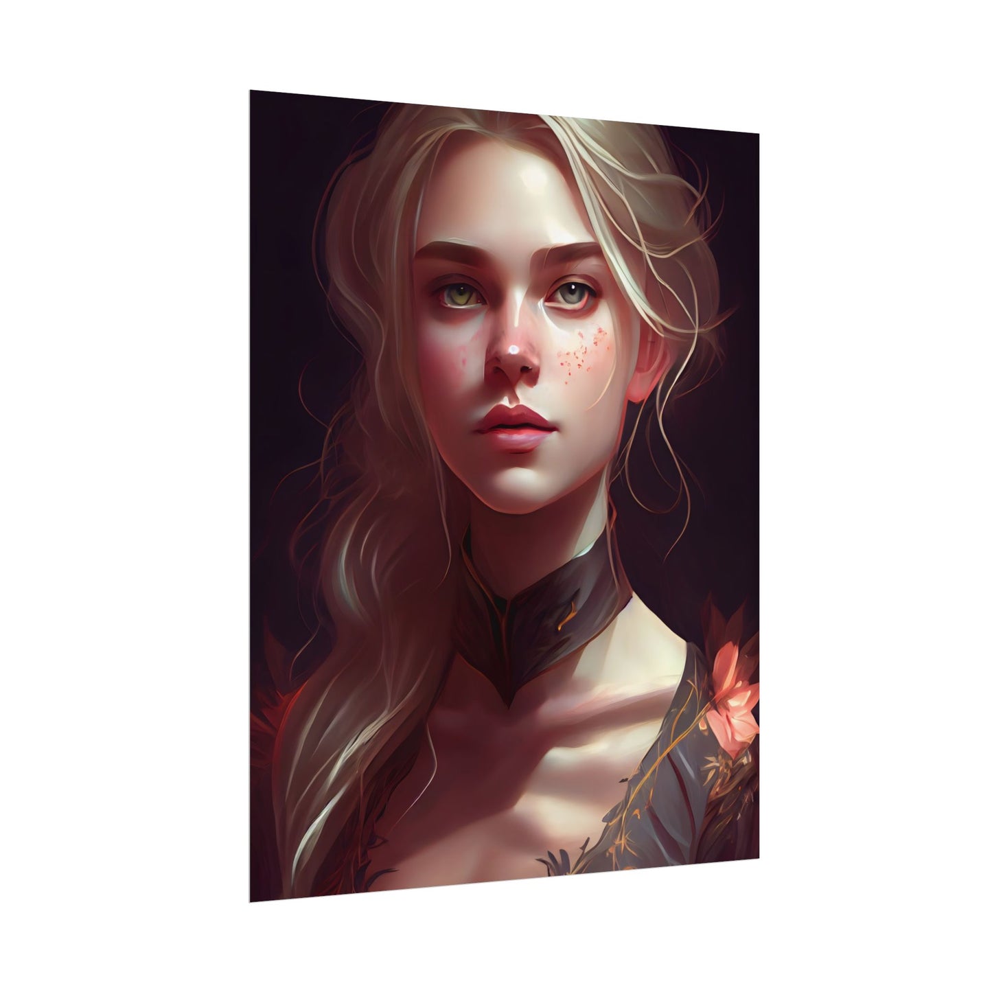 Astonishing Blonde Portrait: Artistic Beauty in Darkness - Poster