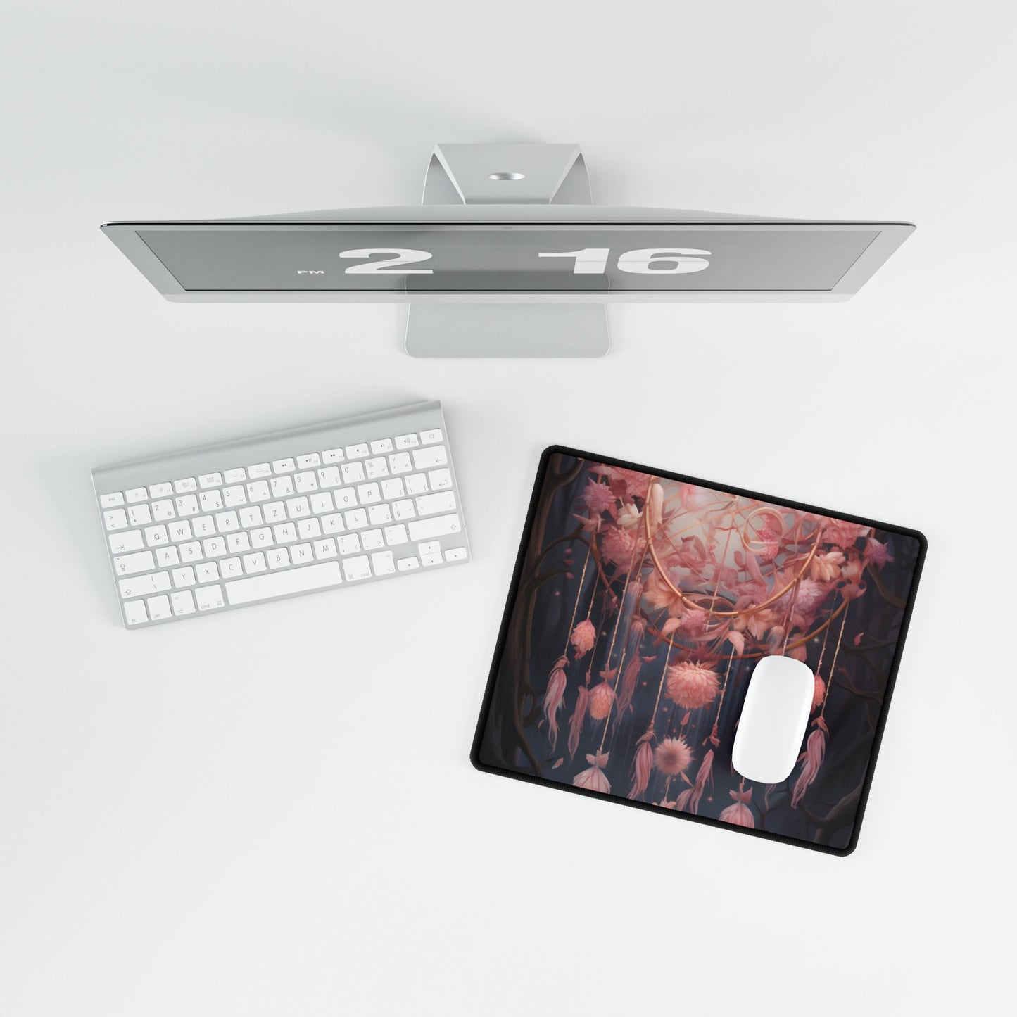Ethereal Dreamcatcher Realm: Surreal Landscape Art - Desk Mat