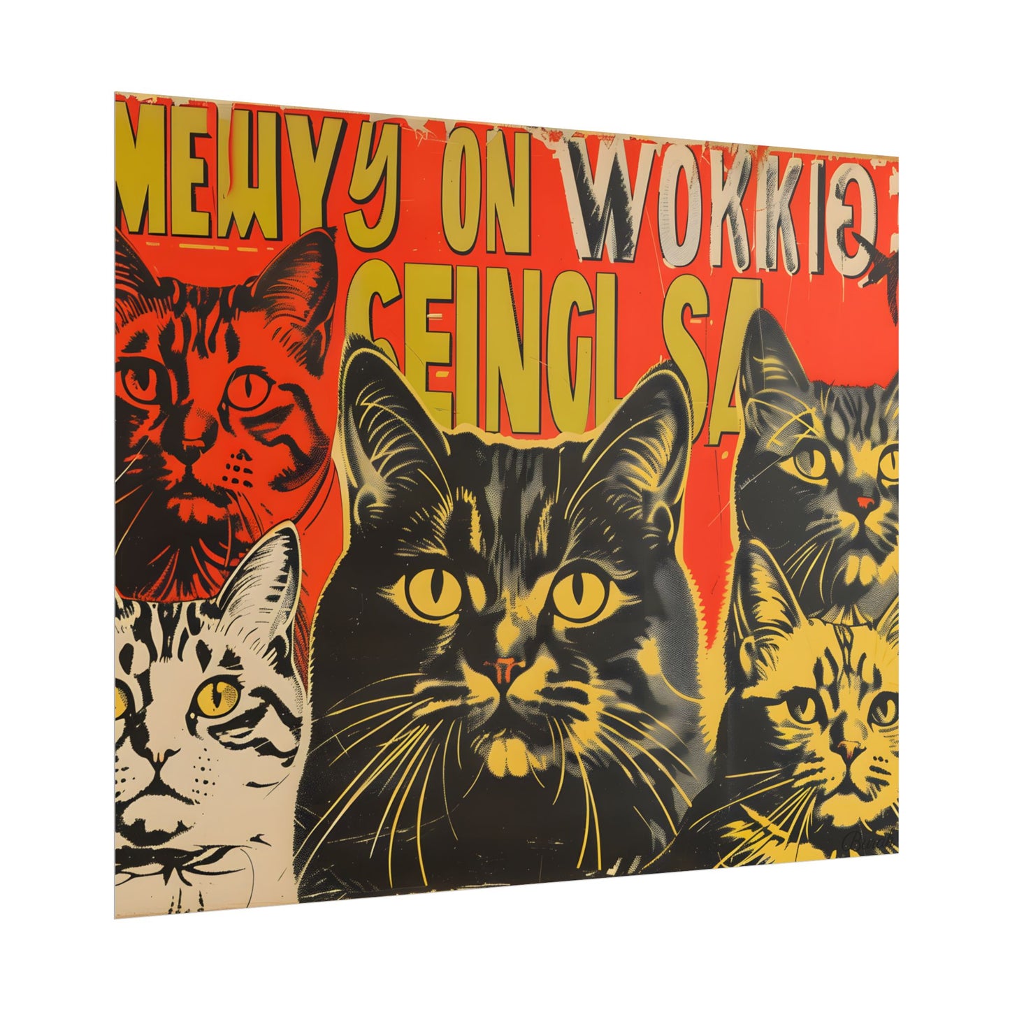 Whisked Away: A Soviet-Inspired Poster Featuring Multiple Feline Friends - Poster