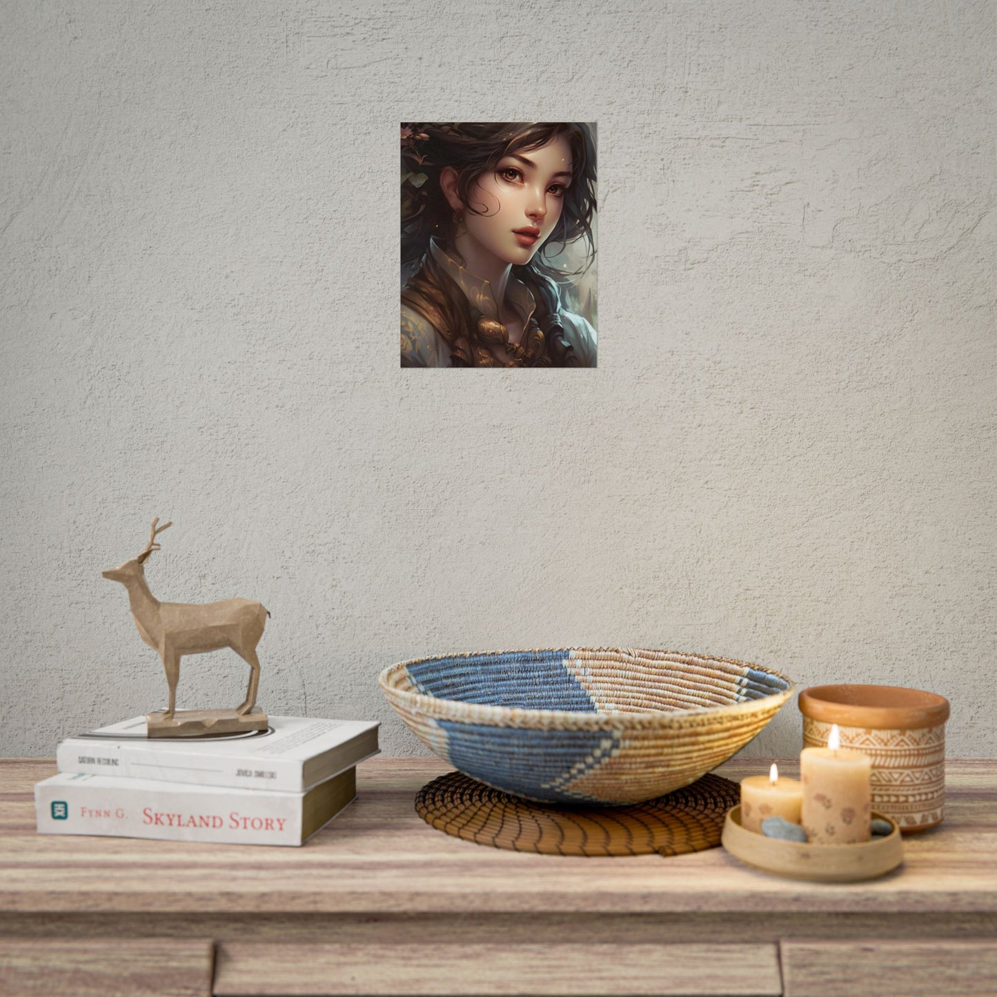 Astonishing Brunette Portrait: Elegant Digital Artwork - Poster