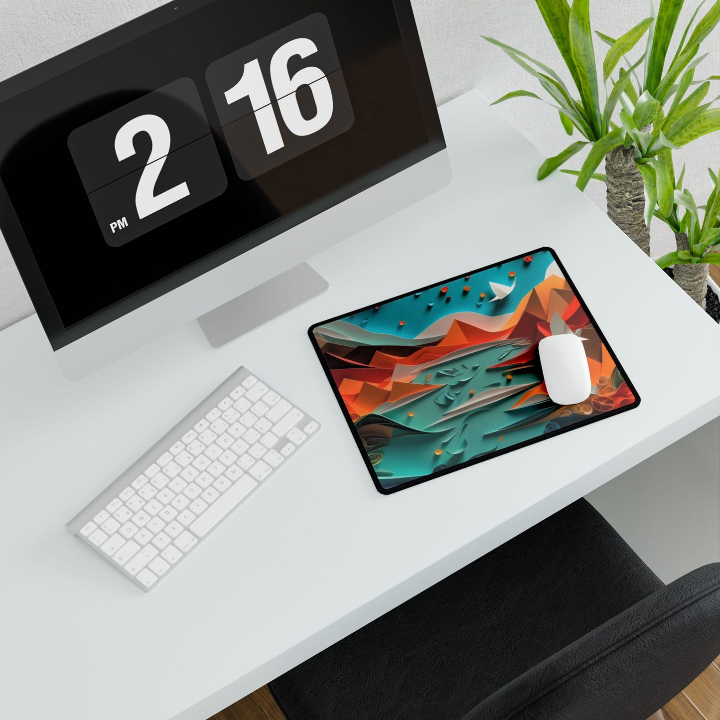 Abstract Geometric Art: Colorful Shapes in Harmony - Desk Mat