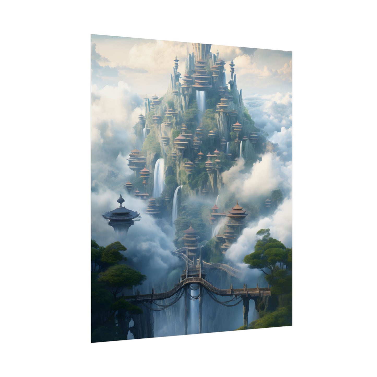 Surreal Floating City: Celestial Fantasy Realm Artwork - Poster