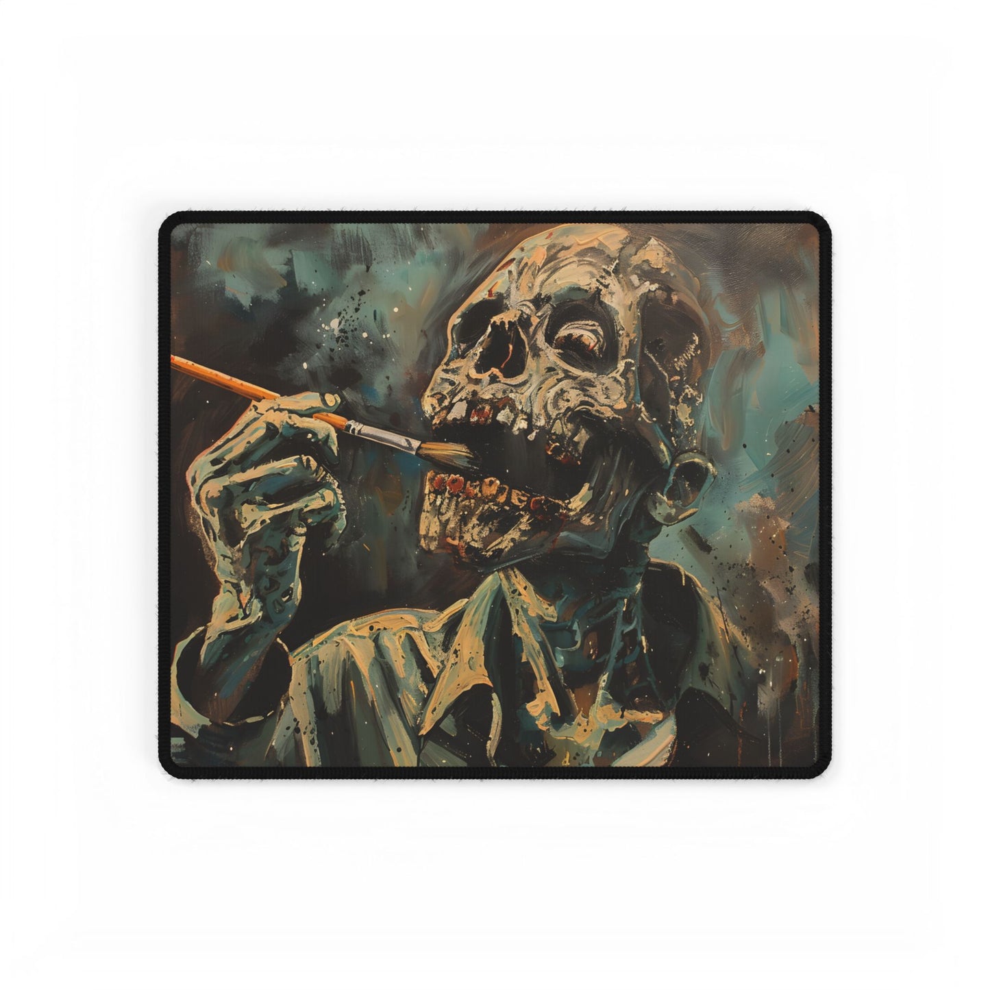 Surreal Zombie Painter: Unique Artwork in Progress - Desk Mat