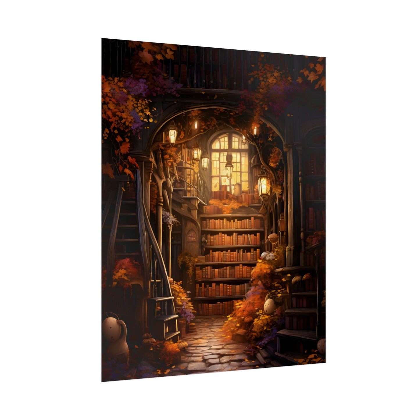 Whimsical Magical Bookshop: Enchanting Artwork in a Hidden Corner - Poster