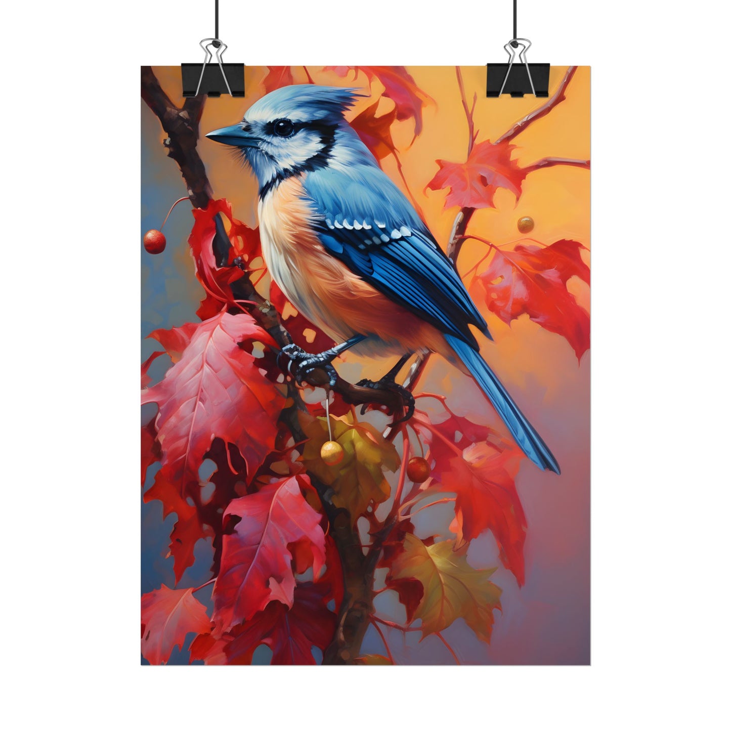 Vibrant Oak Branch Oil Painting: Nature's Artwork - Poster