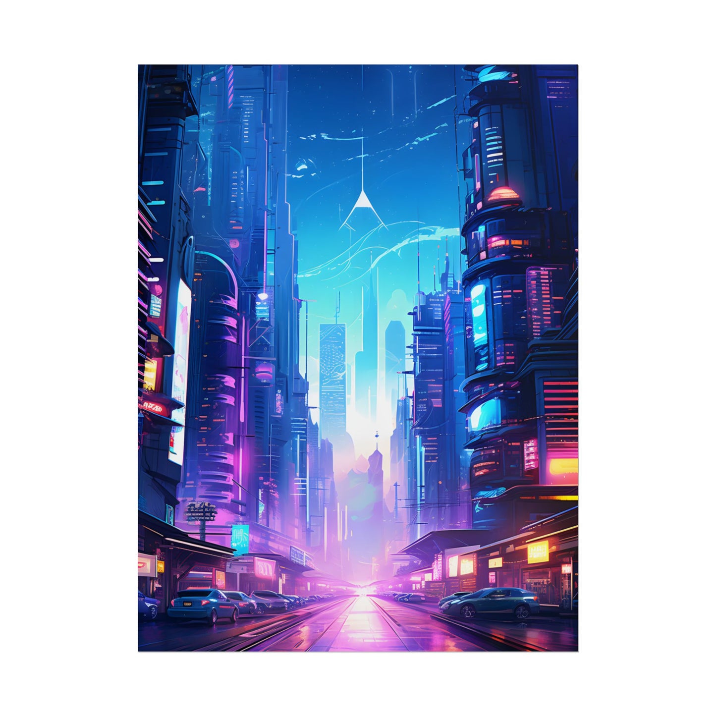 Futuristic Cityscape: Cyberpunk Dystopia Digital Artwork - Poster