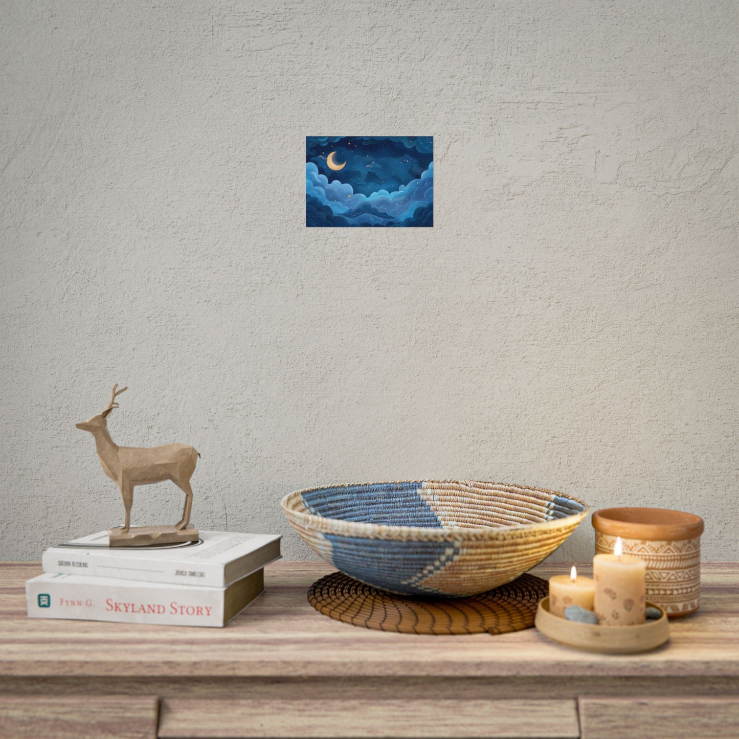 Whispers of a Whimsical Night Sky: Dreamy Celestial Artwork - Poster