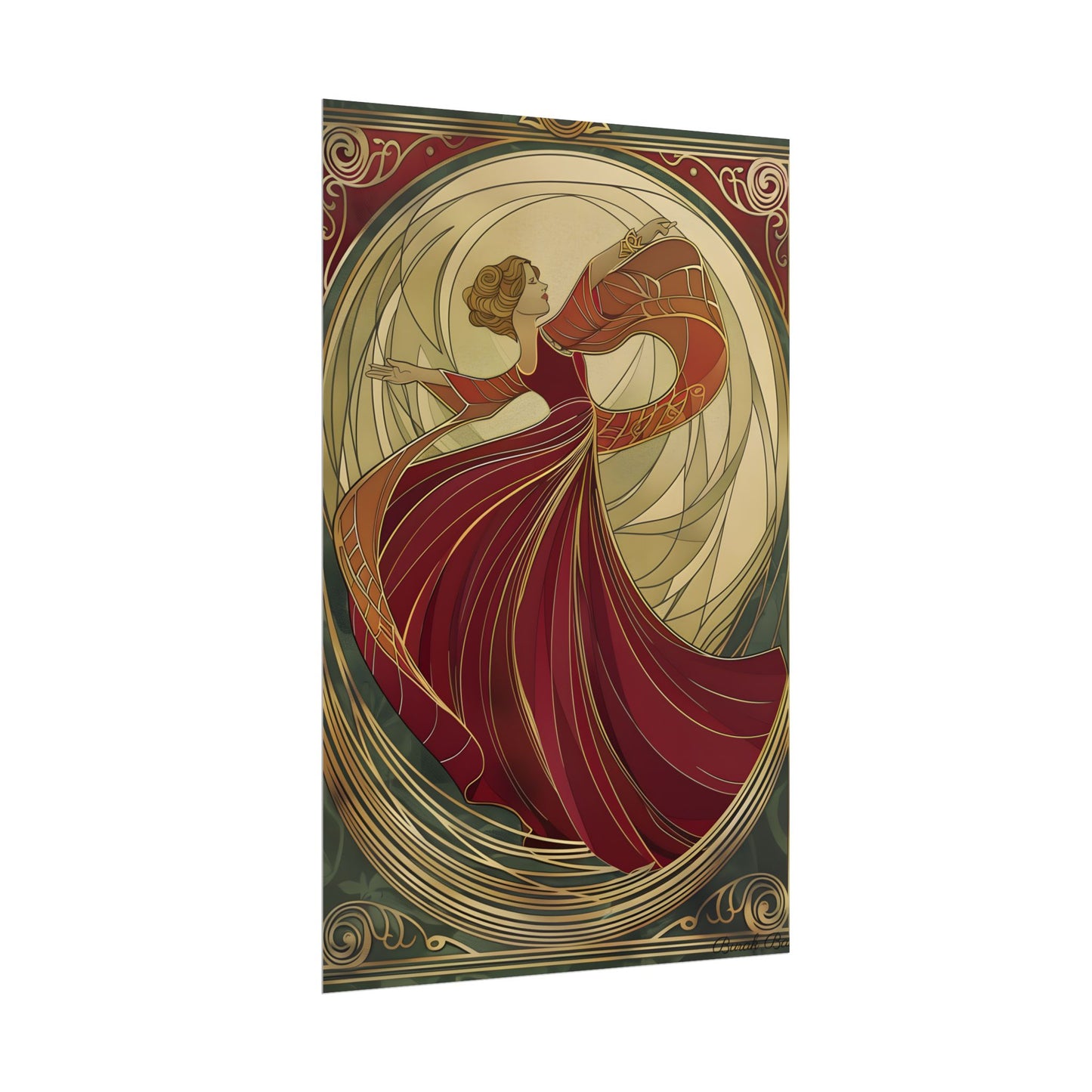 Vintage Art Nouveau Elegance: Black & White Poster - Poster