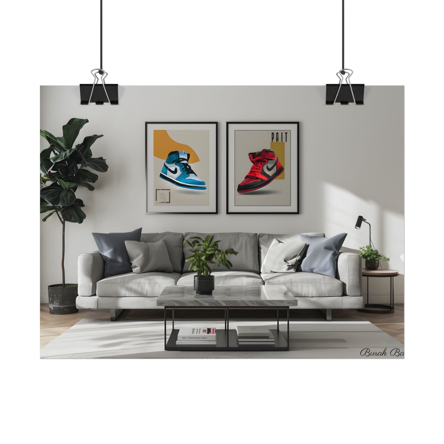 Minimalist Modern Living Room: Neutral Colors & Natural Light Art - Poster